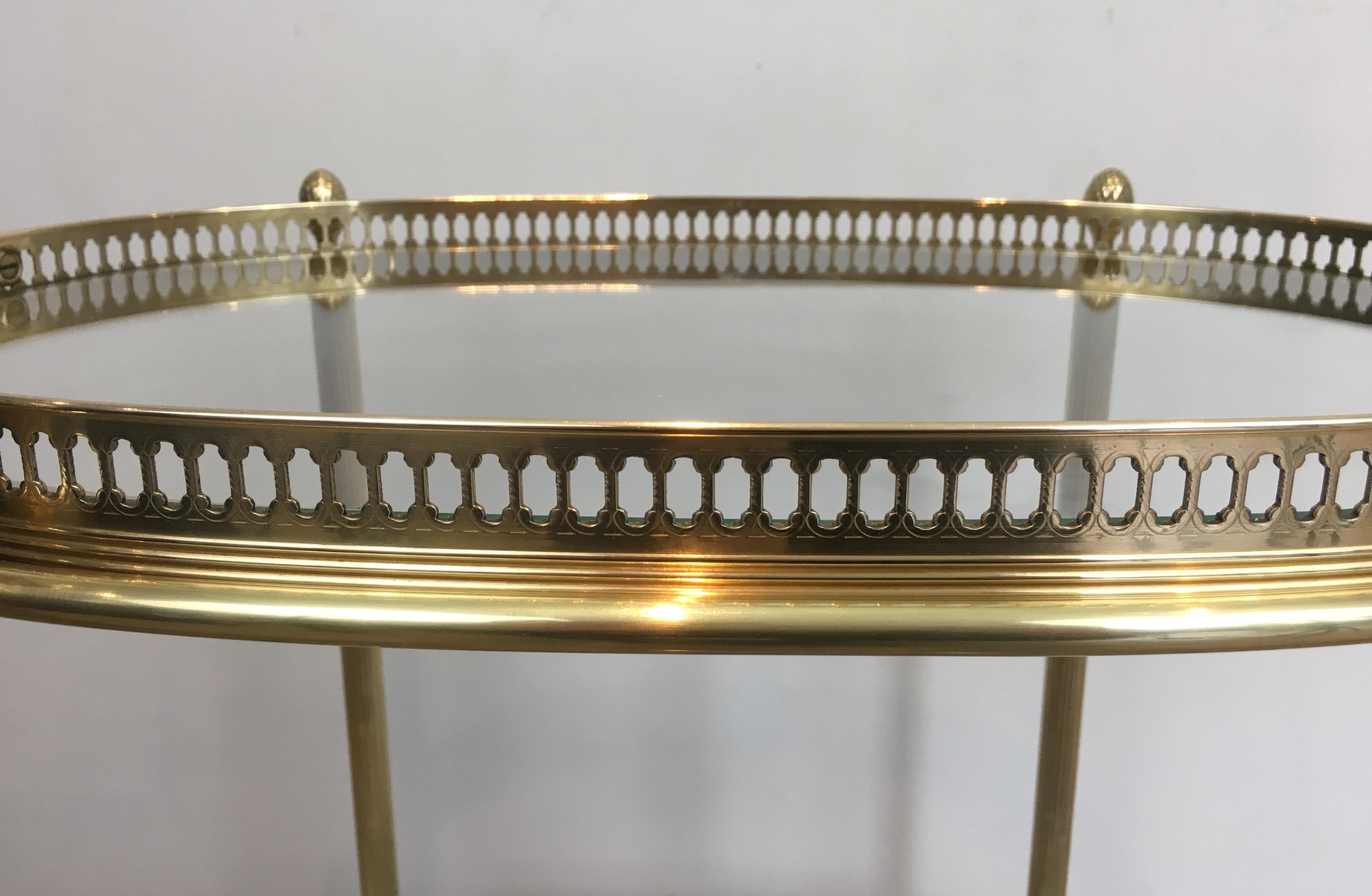 Maison Jansen, Neoclassical Style Brass Oval Bar Cart, French, circa 1940 10