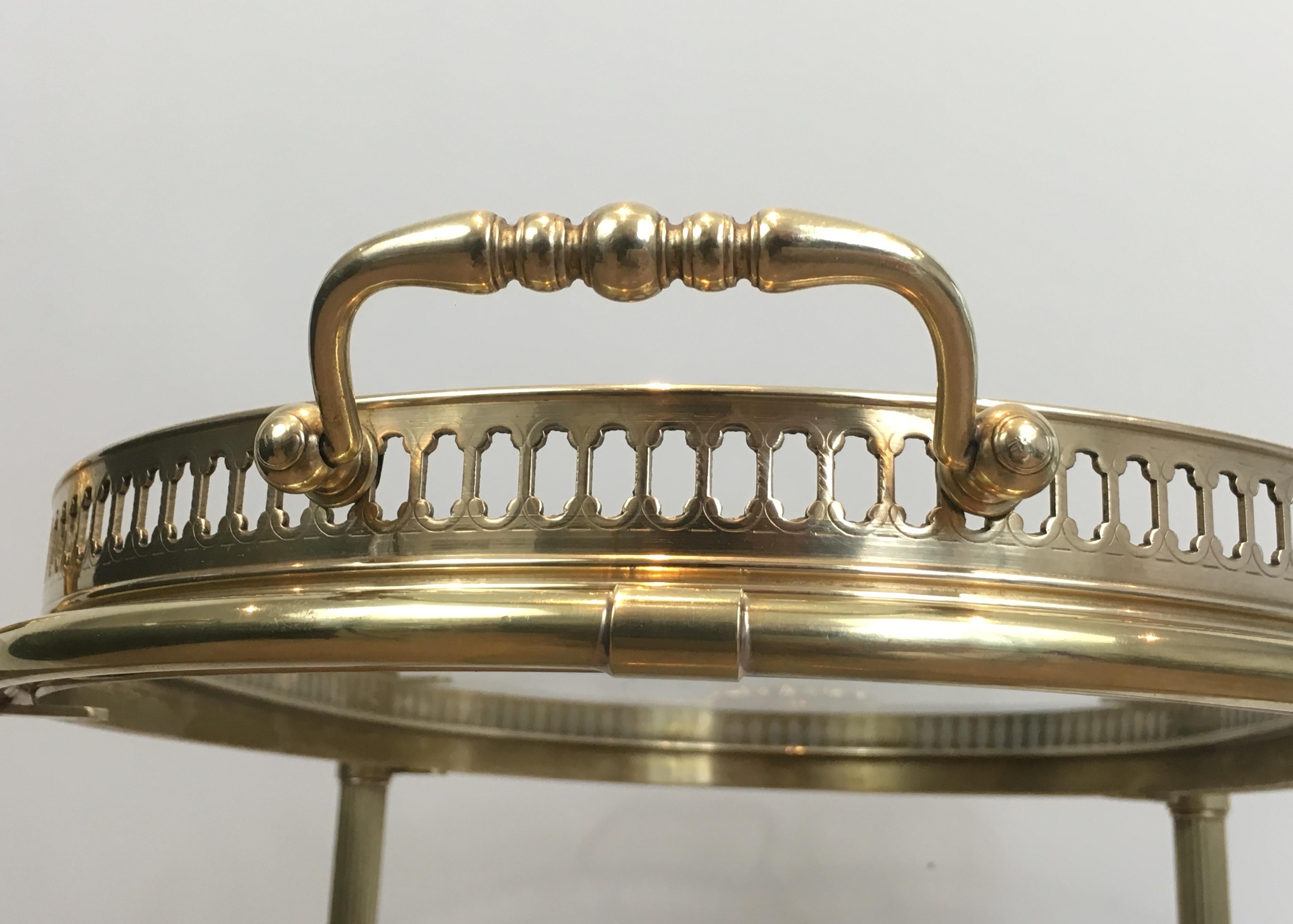 Maison Jansen, Neoclassical Style Brass Oval Bar Cart, French, circa 1940 3