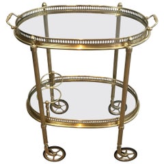 Maison Jansen, Neoclassical Style Brass Oval Bar Cart, French, circa 1940
