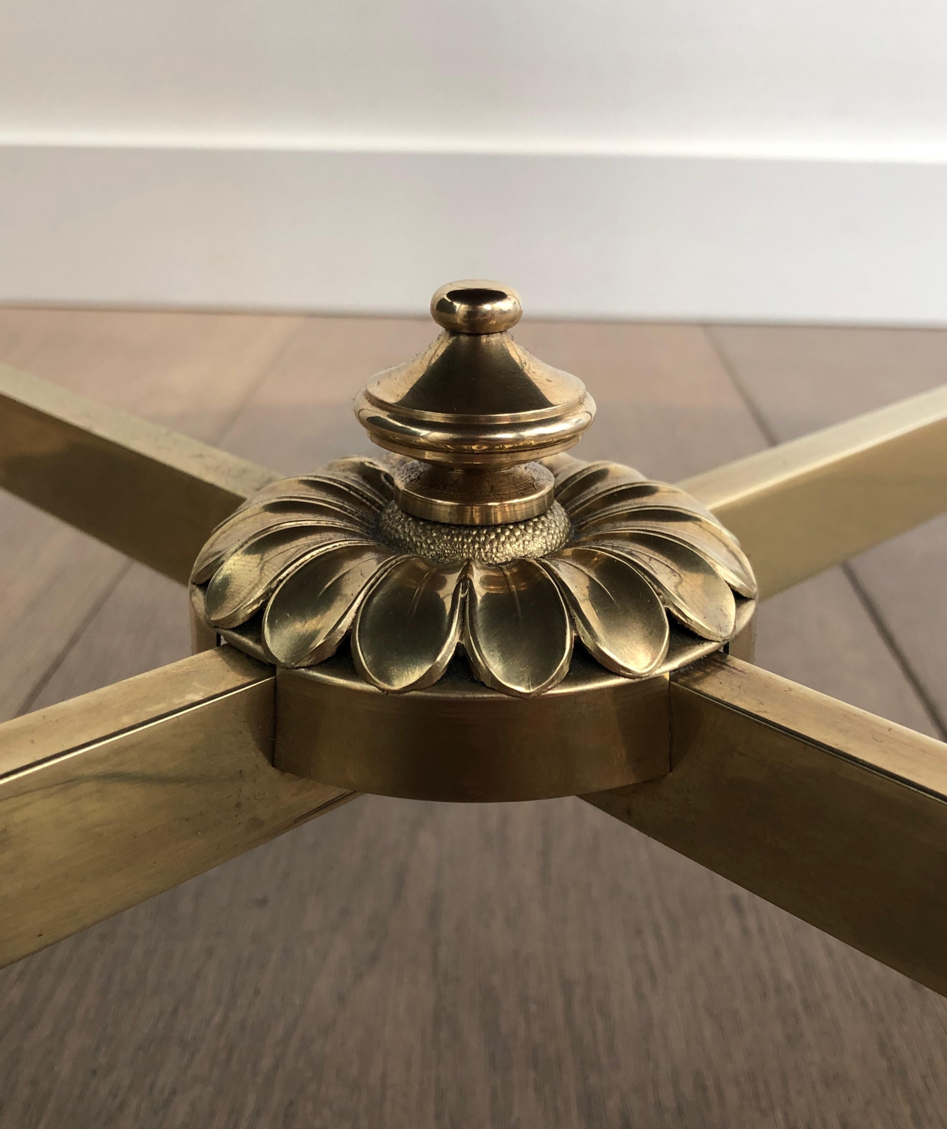 Maison Jansen, Neoclassical Style Small Round Brass Coffee Table with Gold Top 9