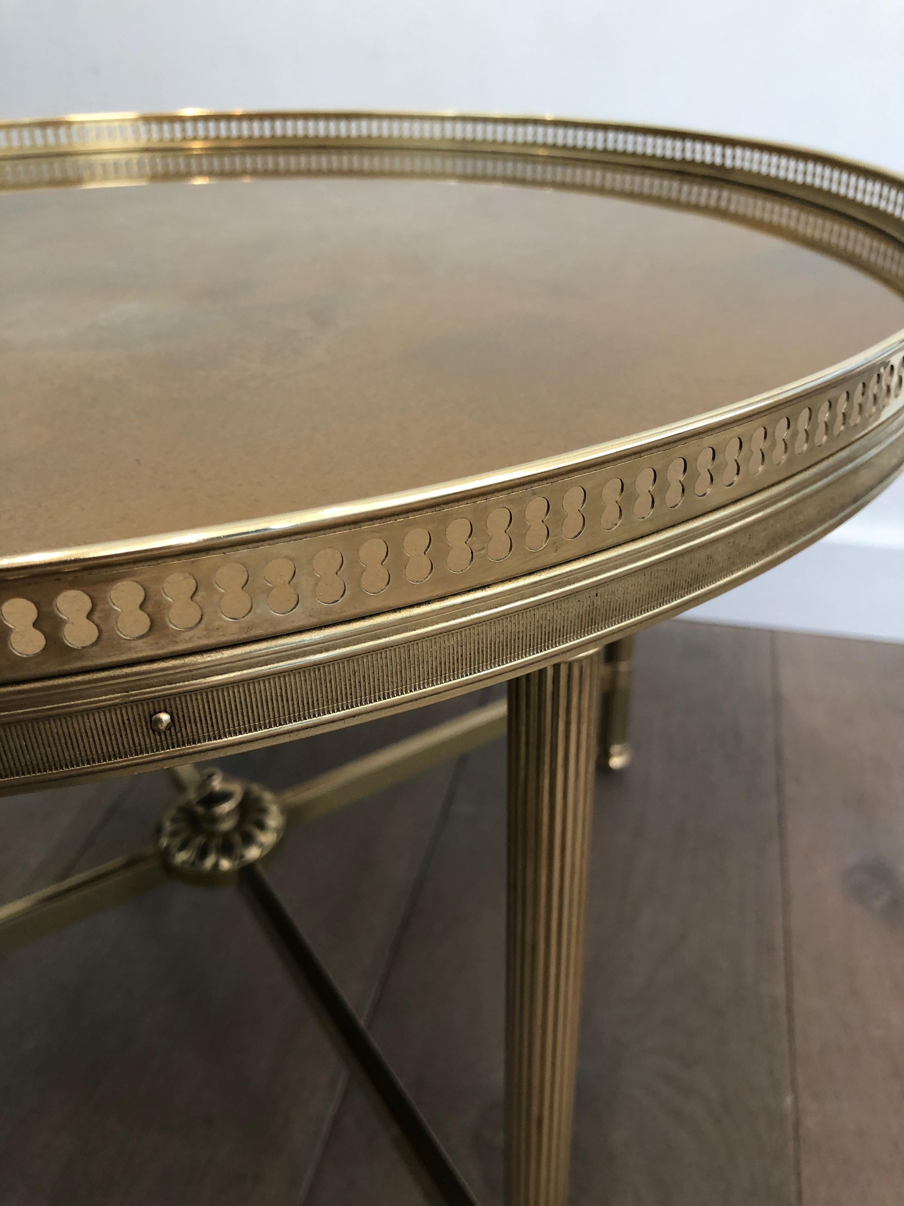 Maison Jansen, Neoclassical Style Small Round Brass Coffee Table with Gold Top 12