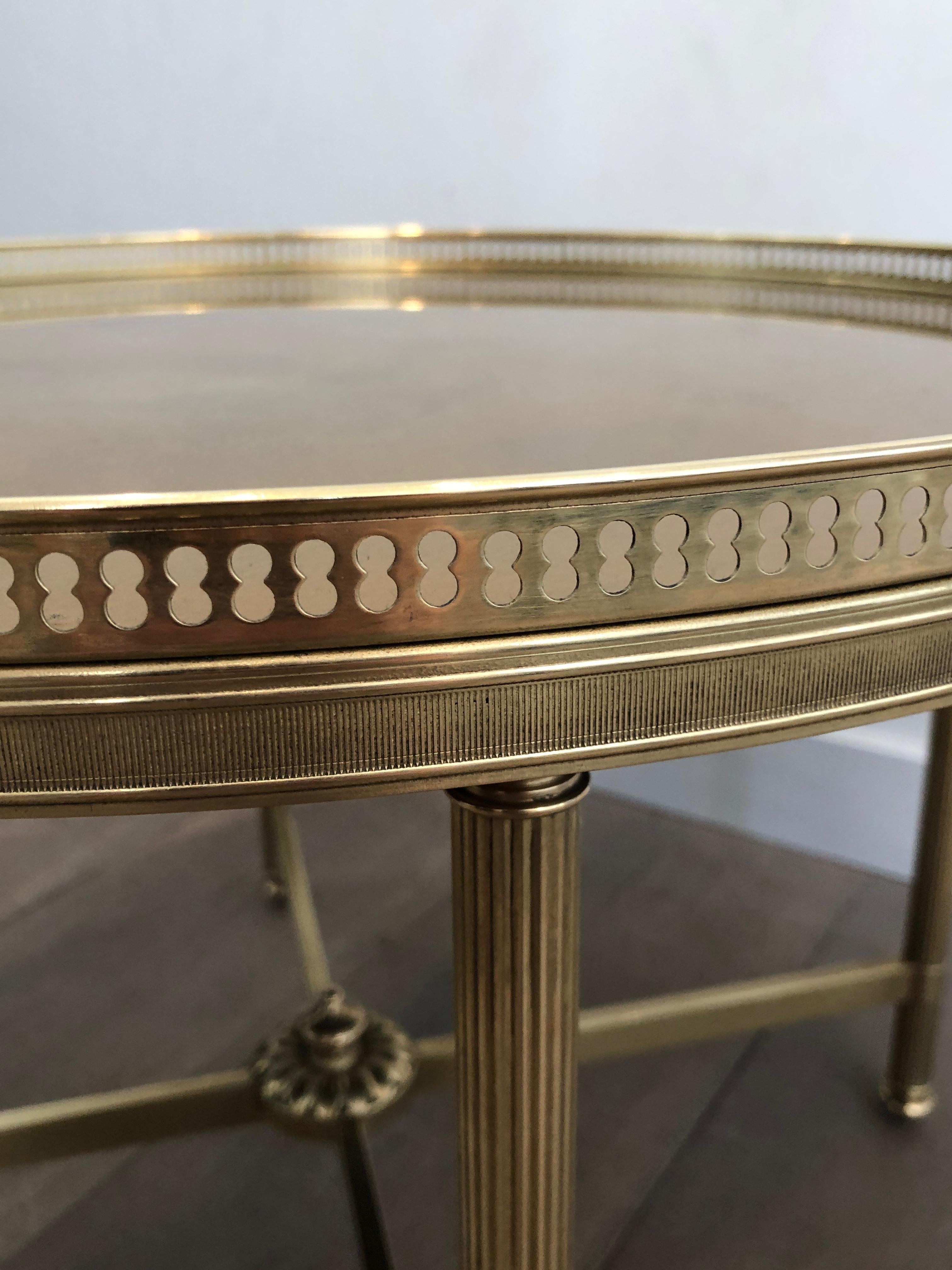 Maison Jansen, Neoclassical Style Small Round Brass Coffee Table with Gold Top 13