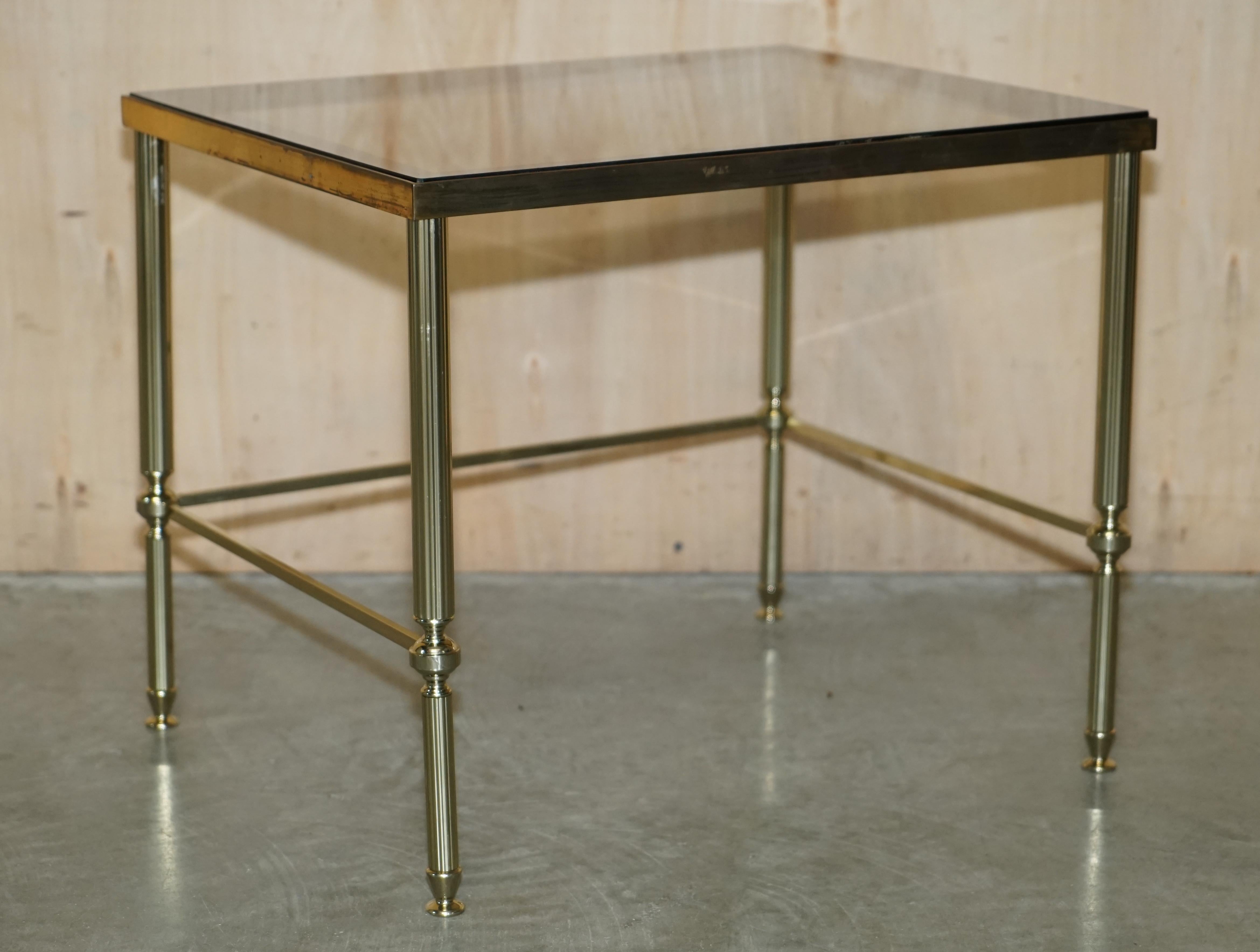 We are delighted to offer for sale this stunning set of three original Maison Jansen mid-century modern nested tables.

A very good looking highly decorative and collectable nest of tables, each one crafted in the Hollywood regency taste 

The