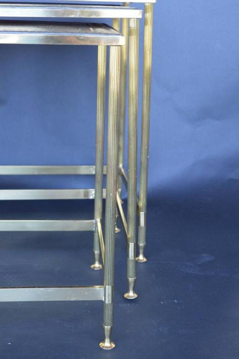 Maison Jansen Nesting Tables with Leather Tops For Sale at 1stDibs