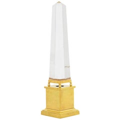Maison Jansen, Obelisk Lamp in Lucite and Gilt Brass, 1970s