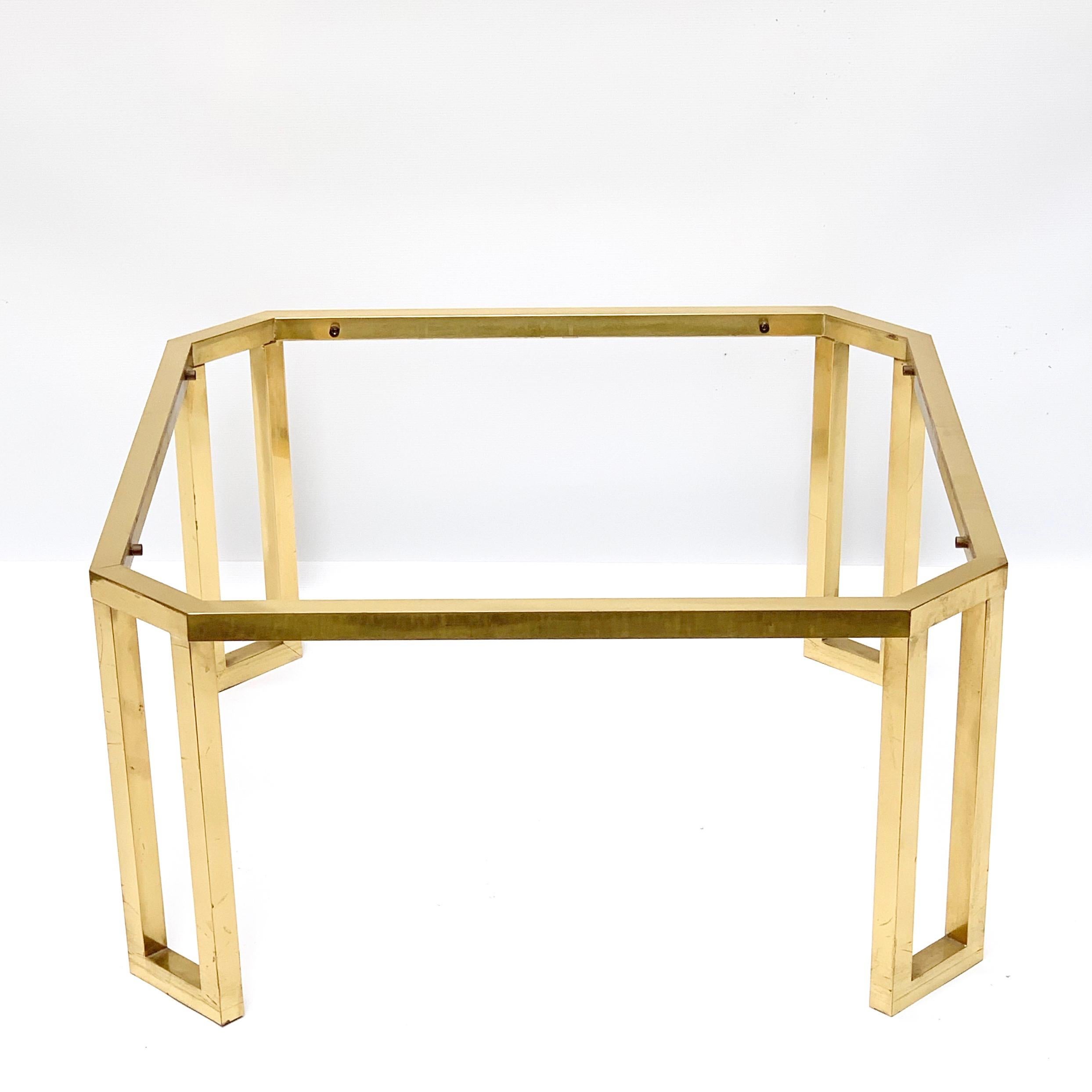 Maison Jansen Octagonal Tables in Brass and Glass, France, 1970s Coffee Tables For Sale 3