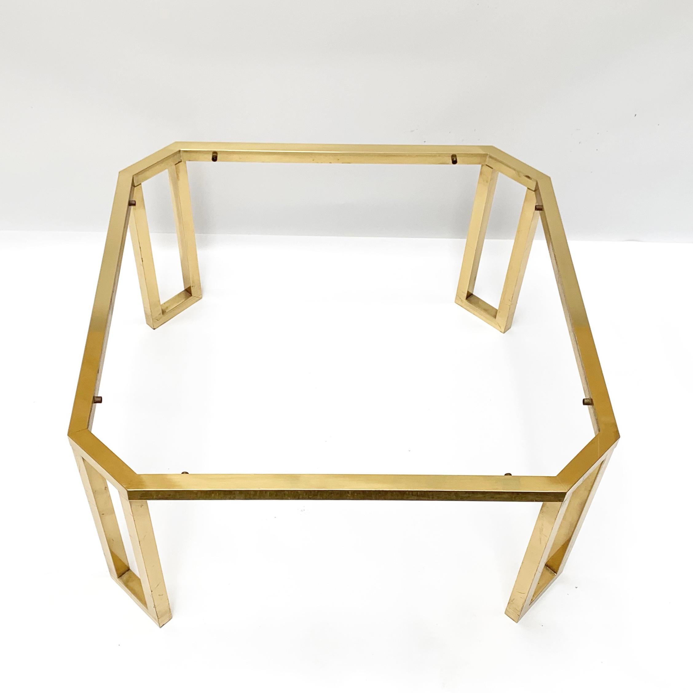 Maison Jansen Octagonal Tables in Brass and Glass, France, 1970s Coffee Tables For Sale 4