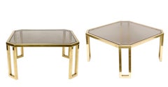 Maison Jansen Octagonal Tables in Brass and Glass, France, 1970s Coffee Tables