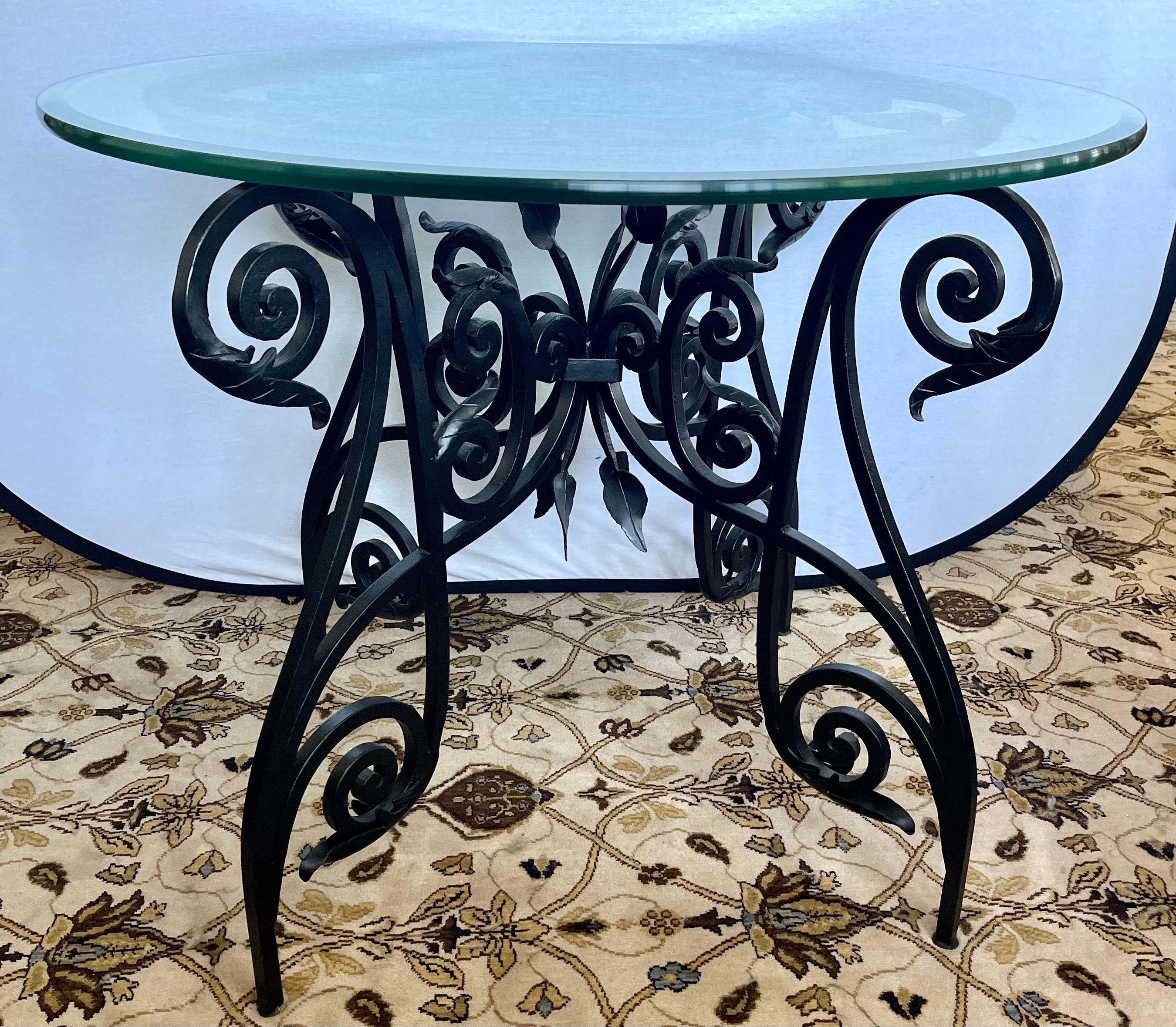 Maison Jansen Organic French Iron and Glass Sculptured Center Foyer Table For Sale 1