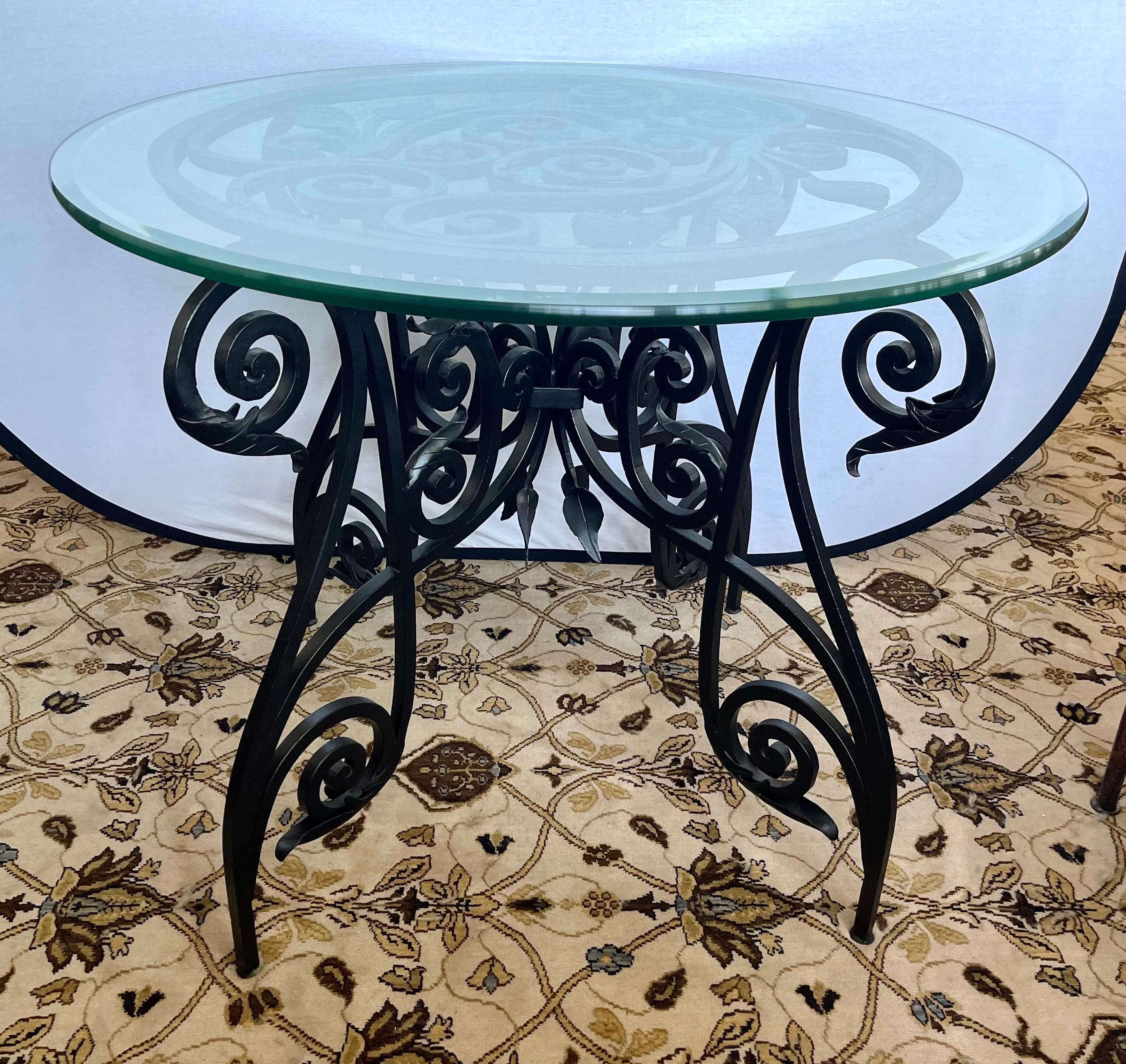 Maison Jansen Organic French Iron and Glass Sculptured Center Foyer Table For Sale 2