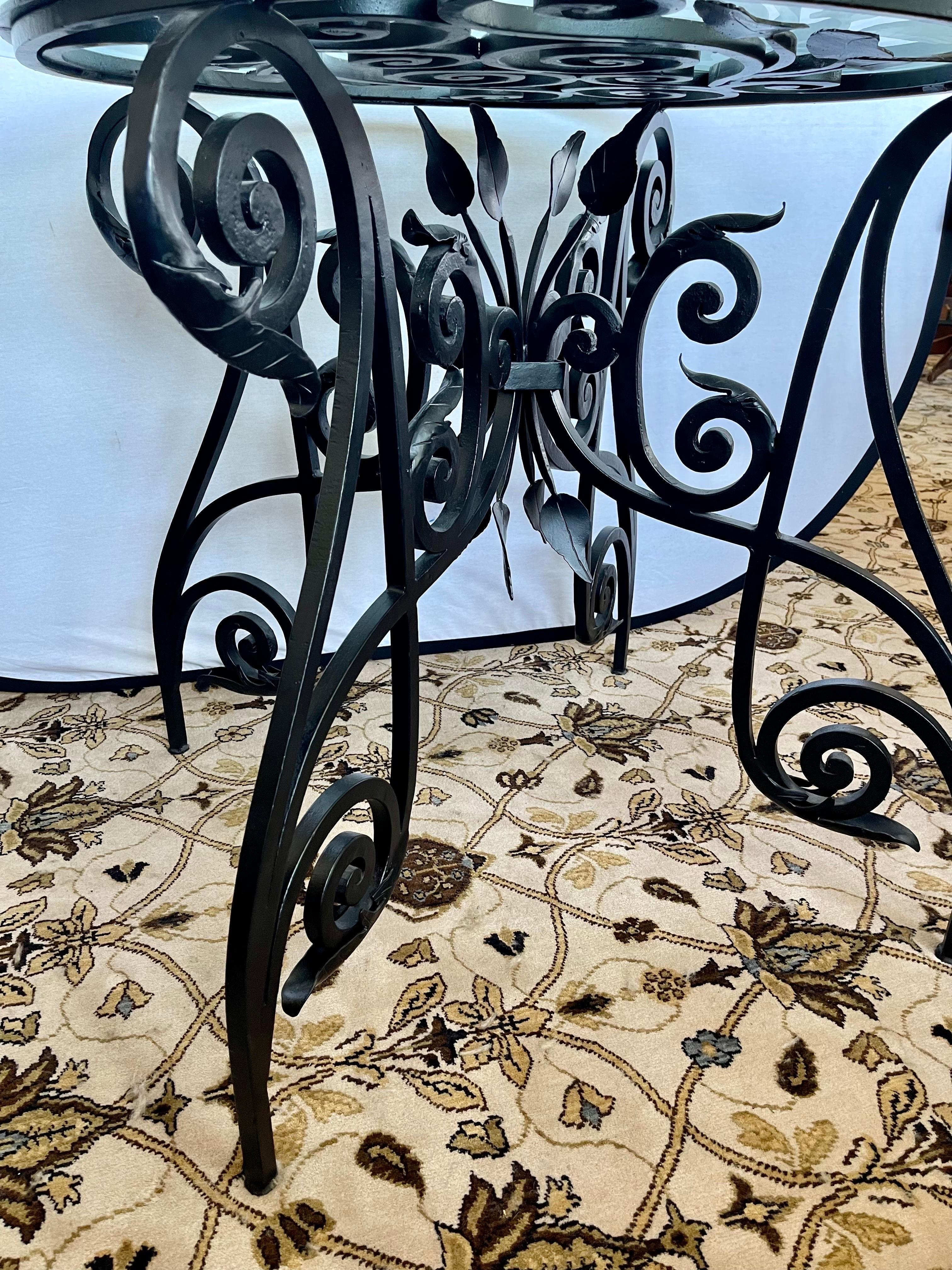 Maison Jansen Organic French Iron and Glass Sculptured Center Foyer Table For Sale 3