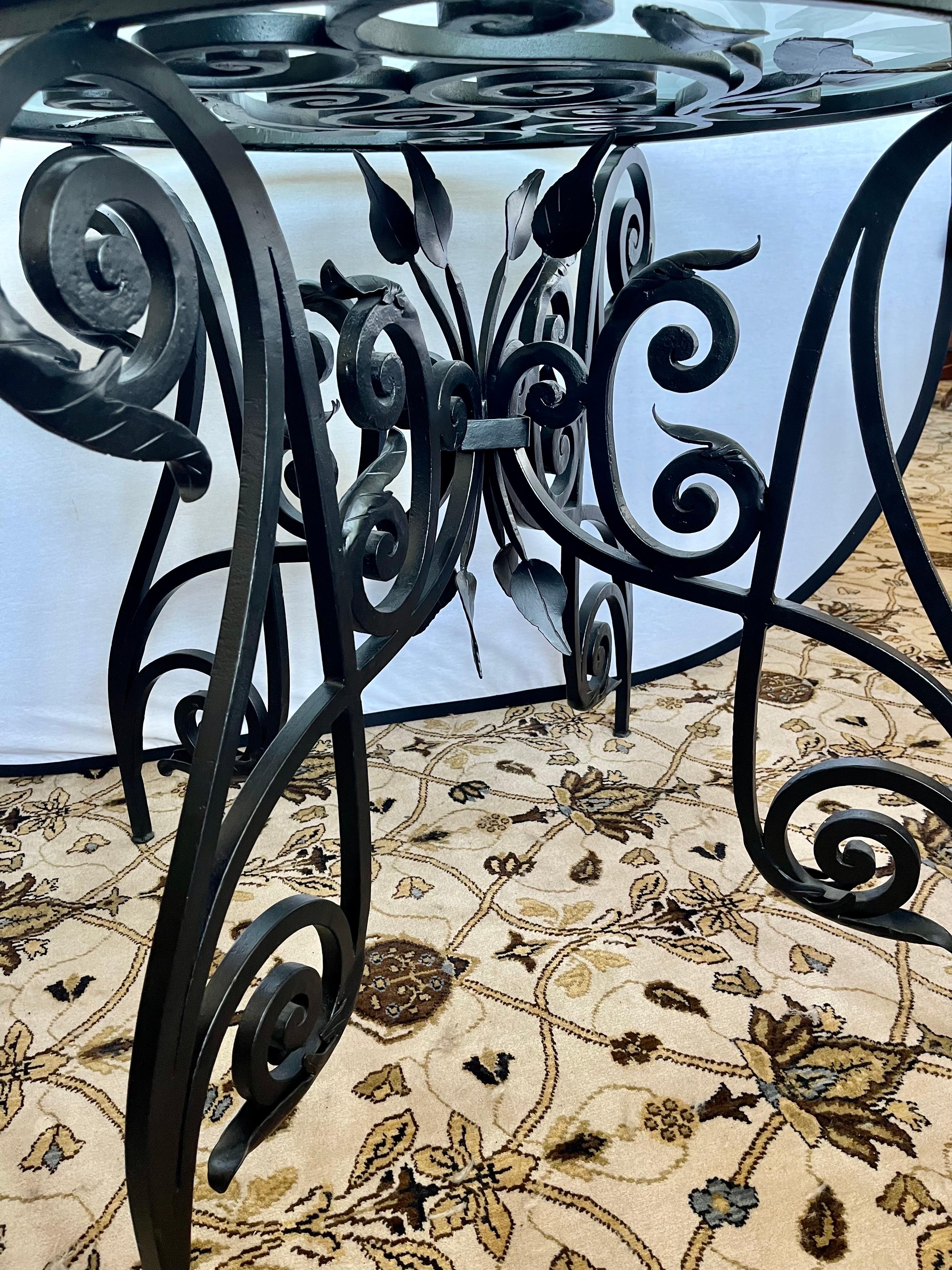 Maison Jansen Organic French Iron and Glass Sculptured Center Foyer Table For Sale 5