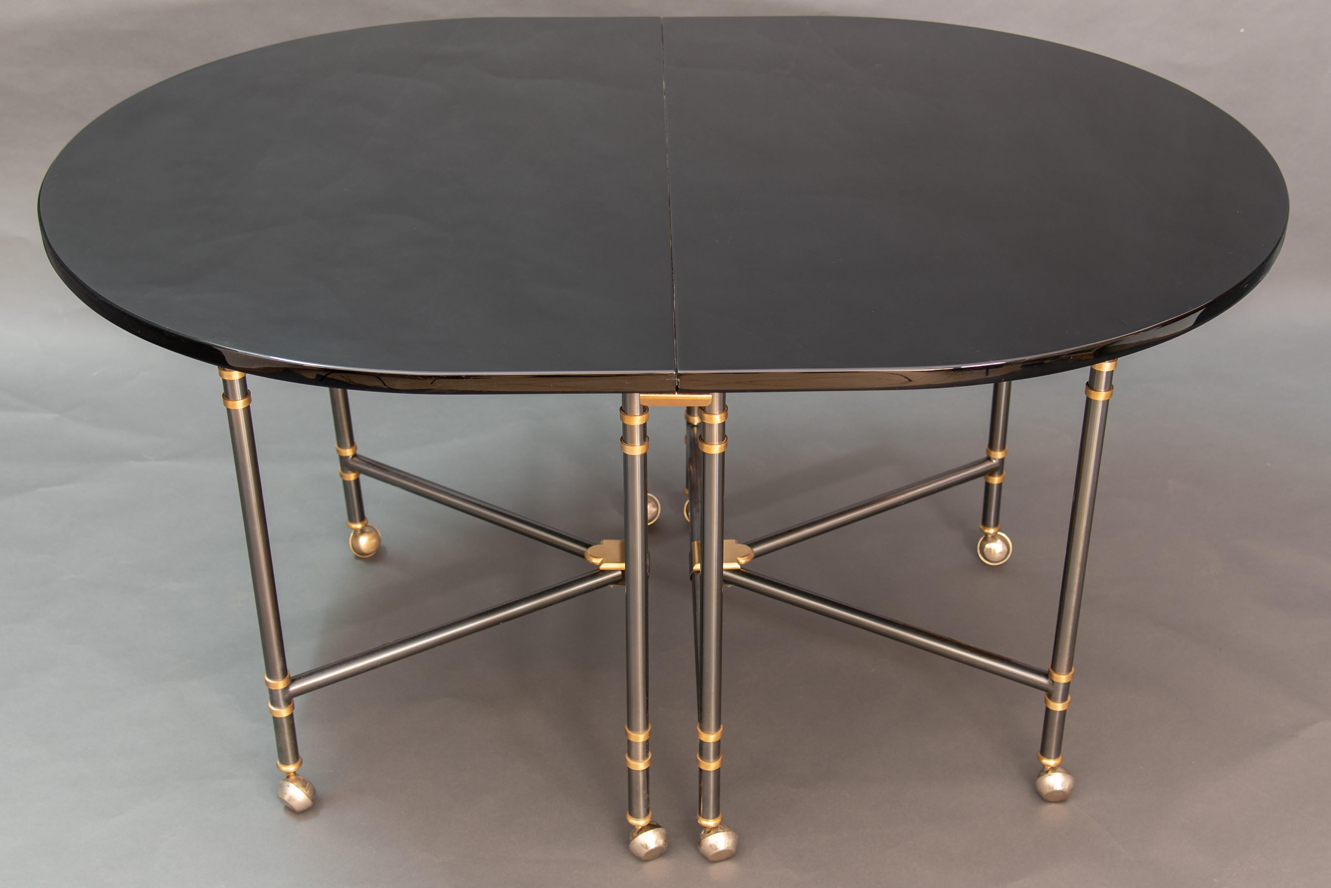 Maison Jansen Oval Black Lacquered France Dining Table Royal Model 3