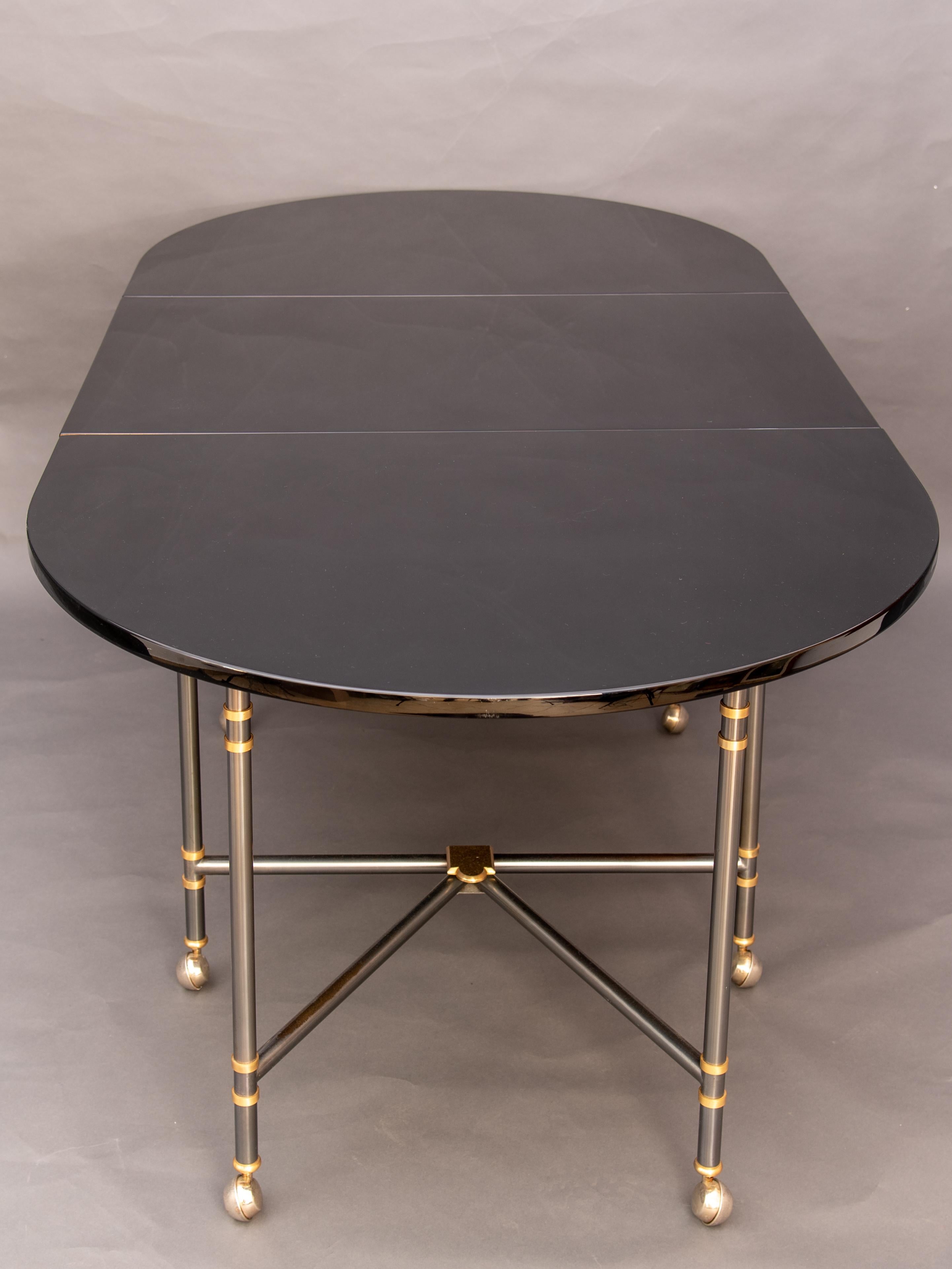 Maison Jansen Oval Black Lacquered France Dining Table Royal Model 5