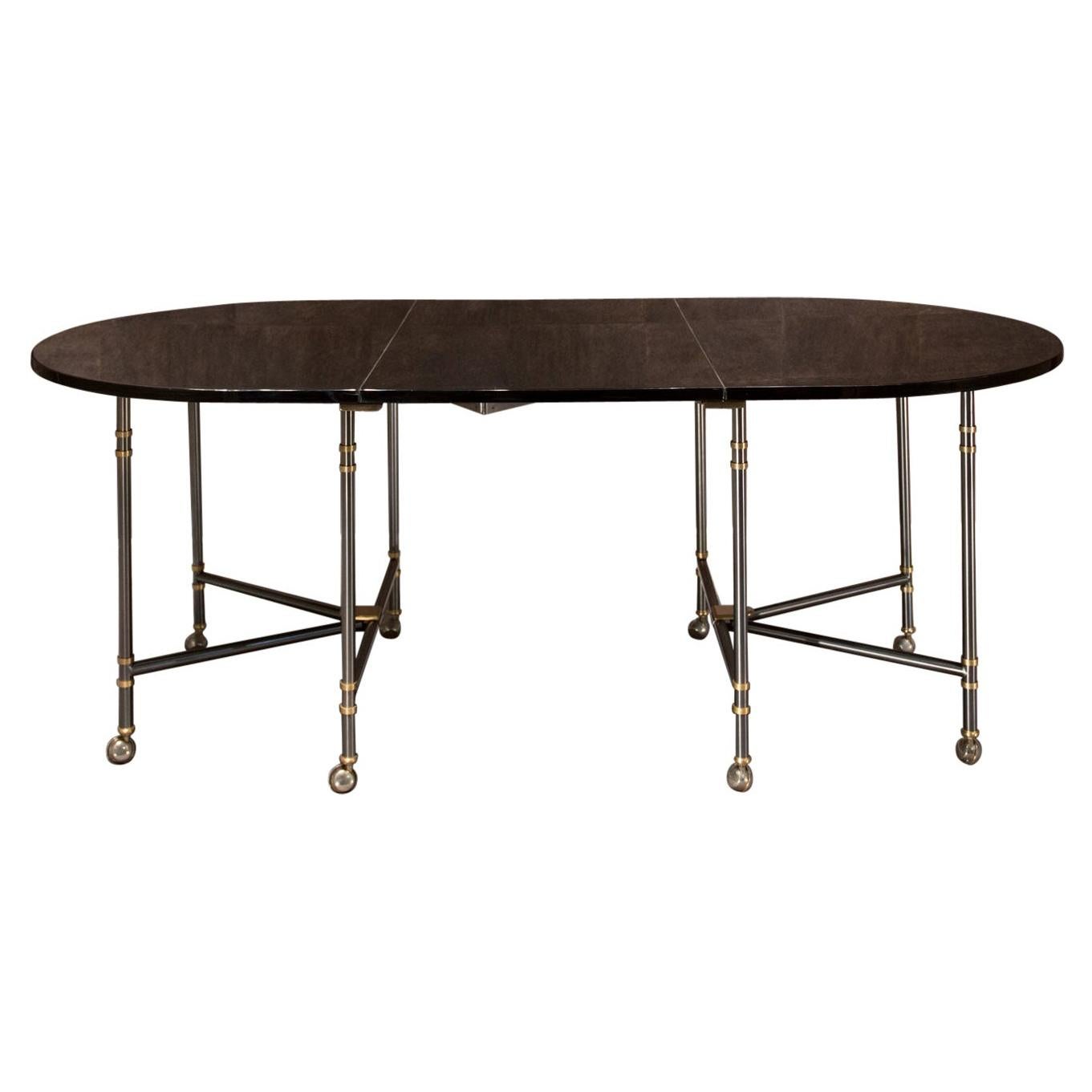 Maison Jansen Oval Black Lacquered France Dining Table Royal Model