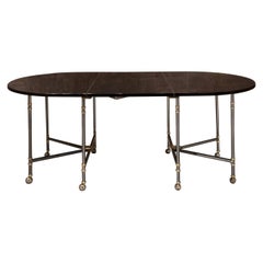 Table de salle à manger française ovale laquée noire Maison Jansen, modèle royal