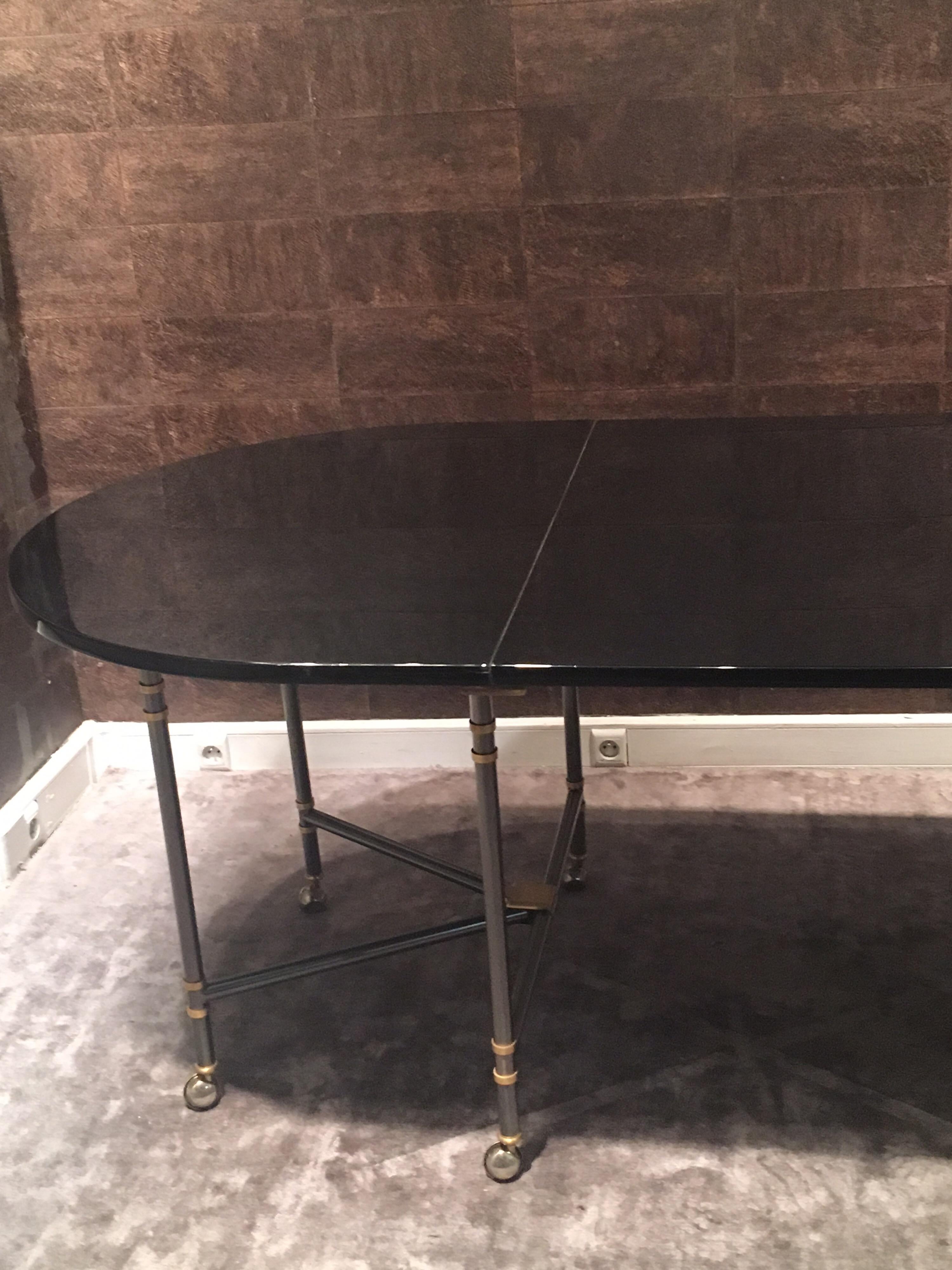Gilt Maison Jansen Oval Black Lacquered France Dining Table Royal Model