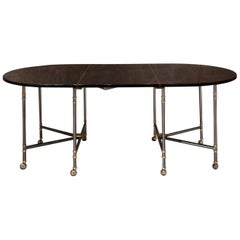 Maison Jansen Oval Black Lacquered France Dining Table Royale Model, 1960
