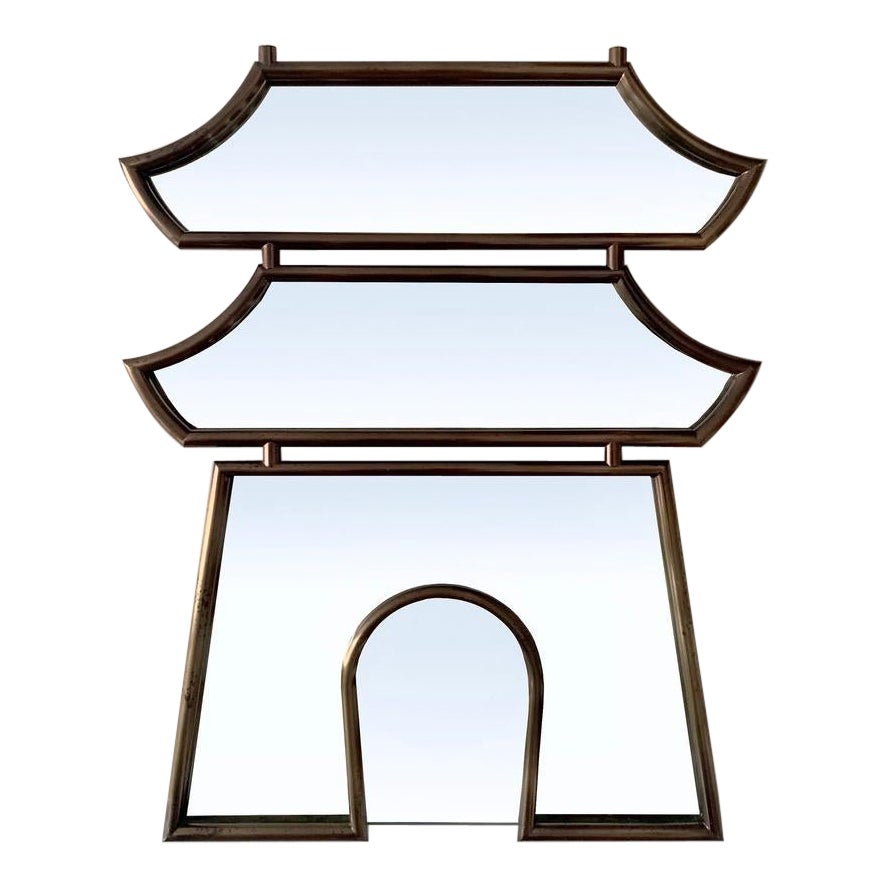 Maison Jansen Pagode Wall Mirror, circa 1960, France. For Sale
