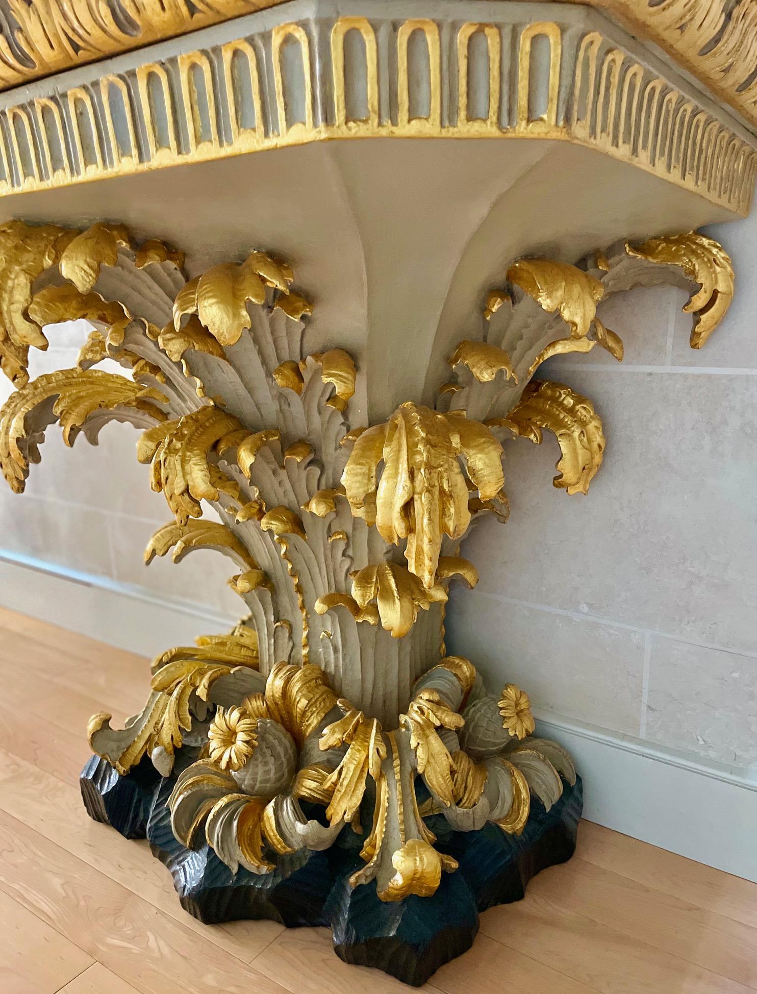 Maison Jansen Painted and Parcel-Gilt Console Table For Sale 5