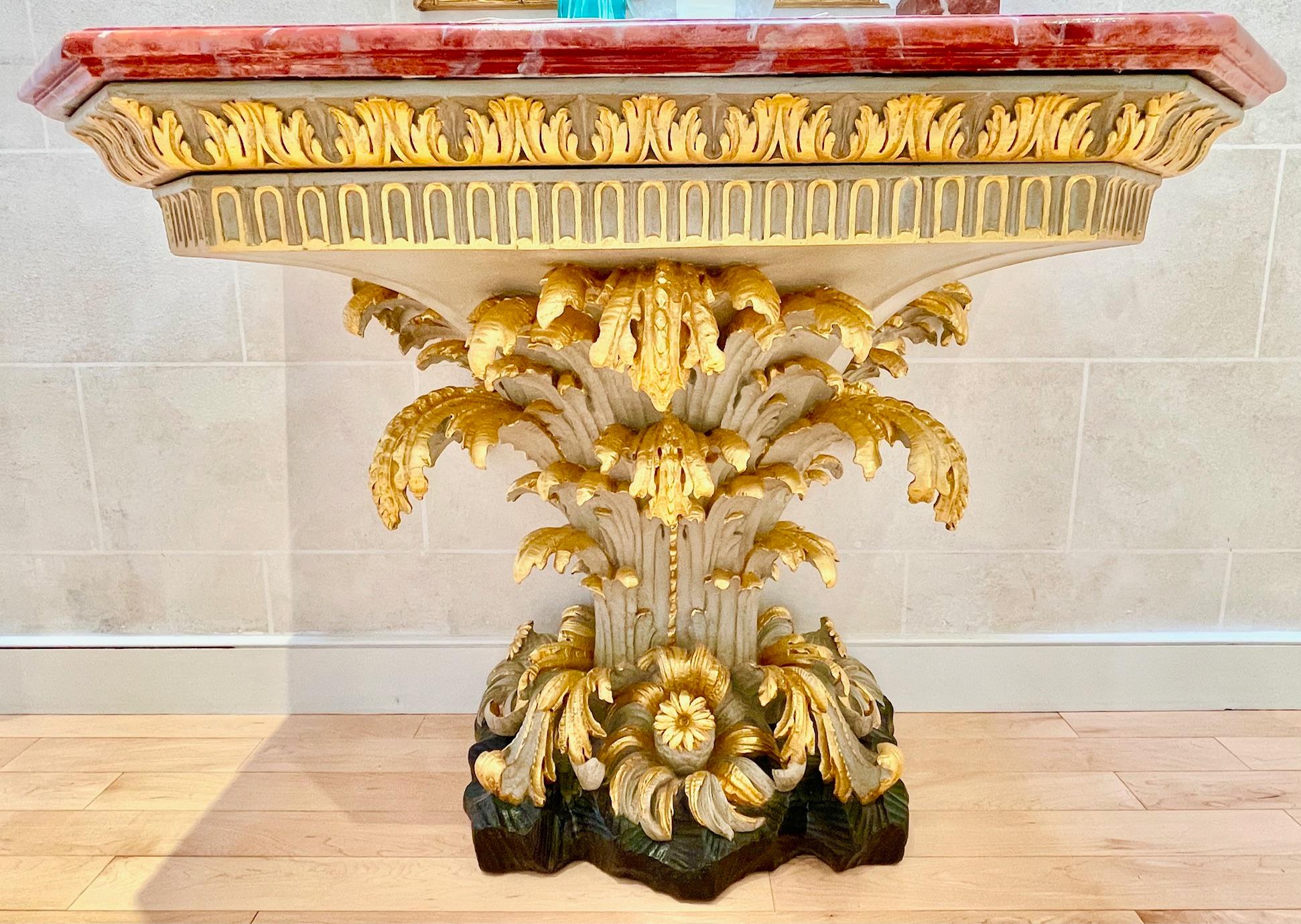 Mid-Century Modern Maison Jansen Painted and Parcel-Gilt Console Table For Sale