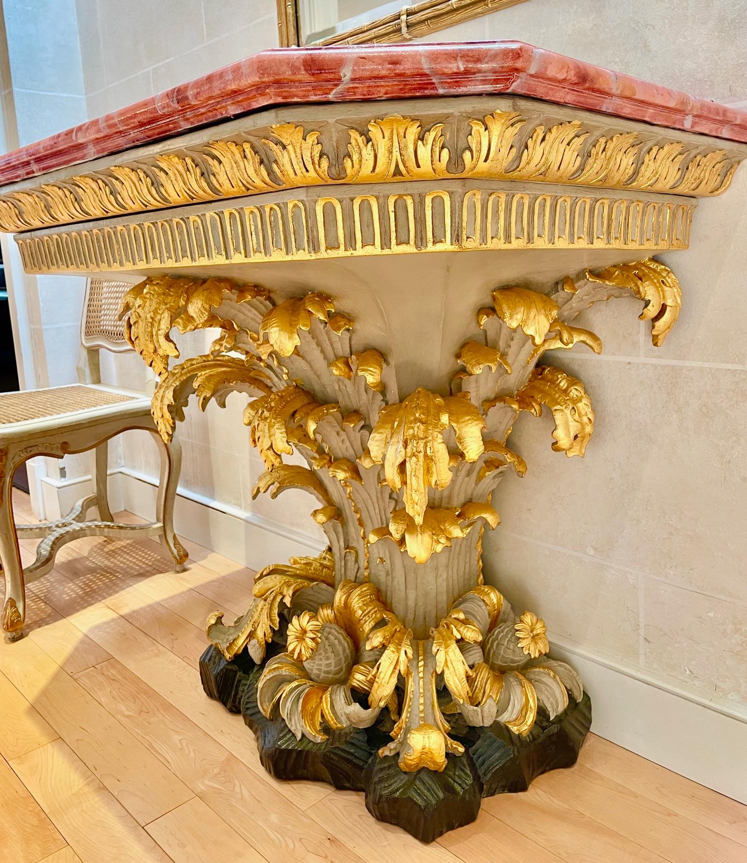 French Maison Jansen Painted and Parcel-Gilt Console Table For Sale
