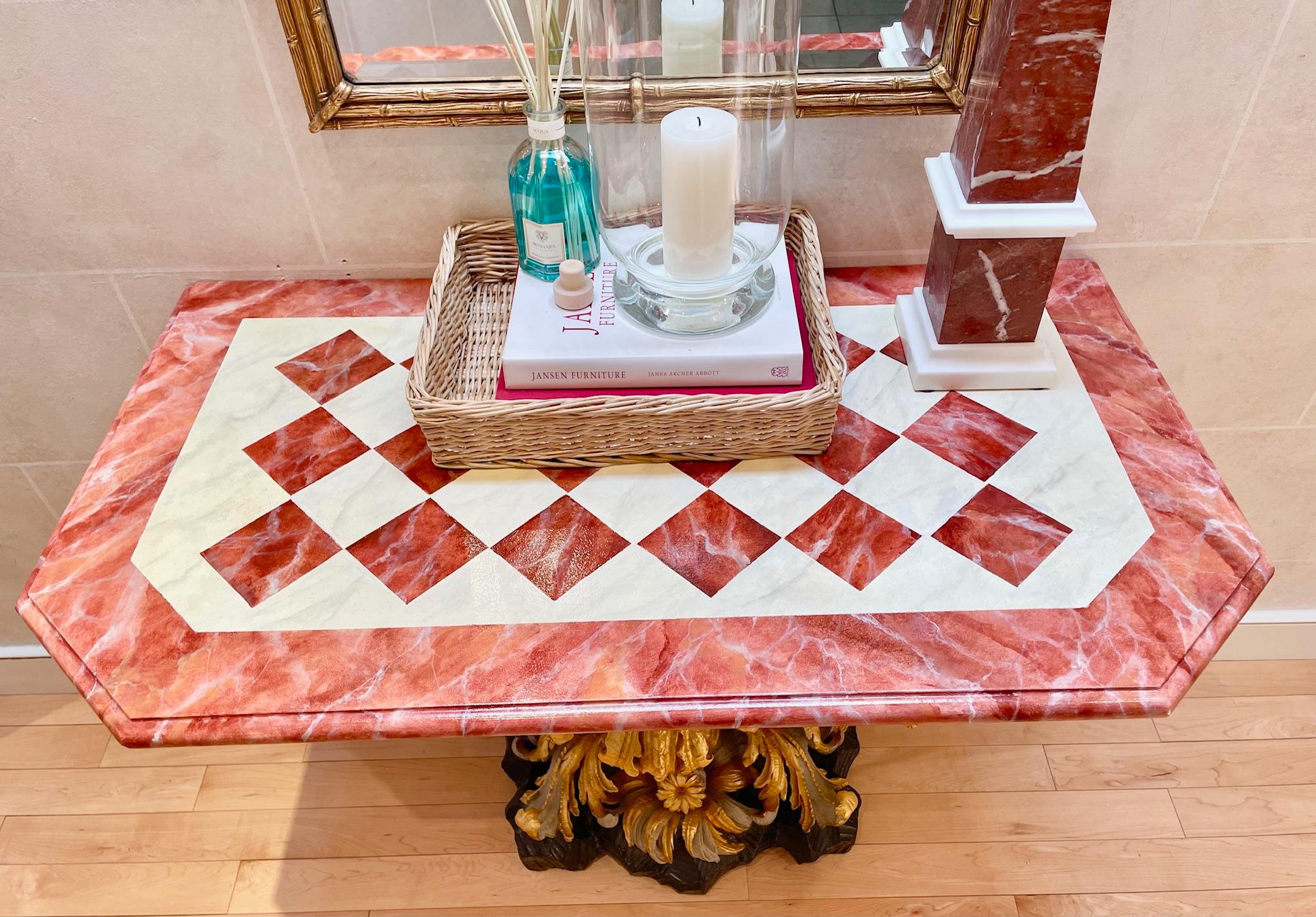Marble Maison Jansen Painted and Parcel-Gilt Console Table For Sale