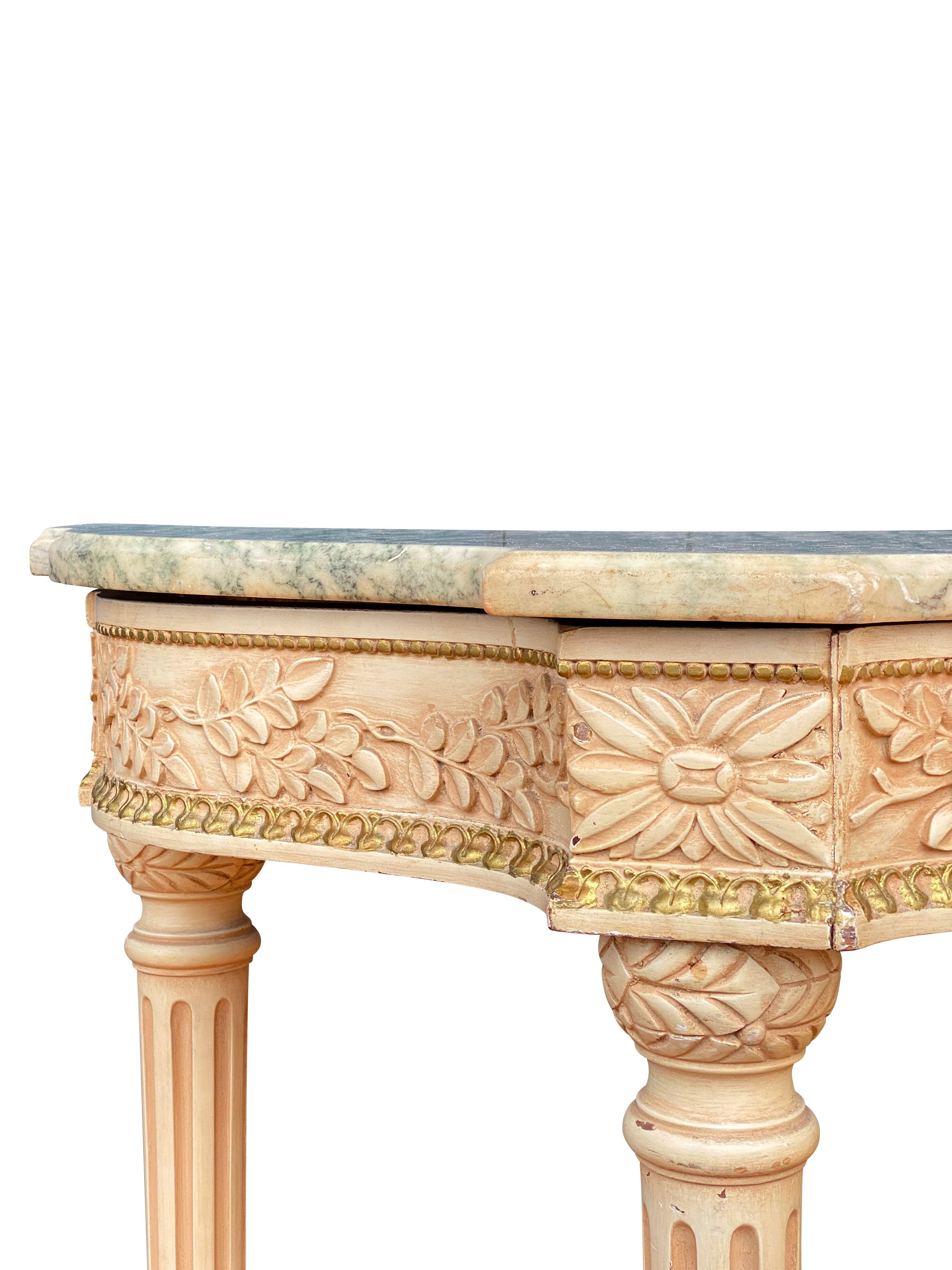 Louis XVI Maison Jansen Painted Serpentine Console Table