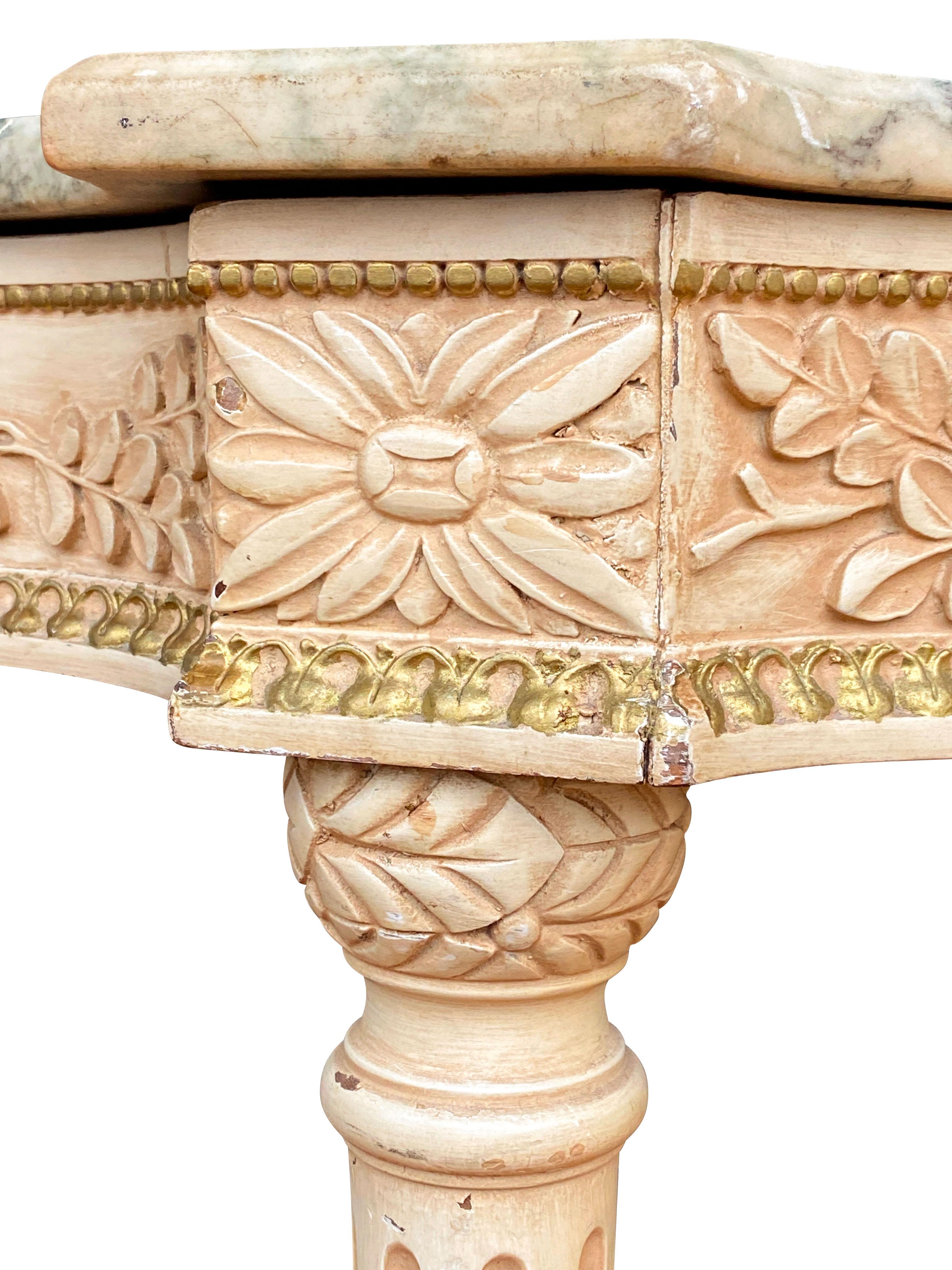 French Maison Jansen Painted Serpentine Console Table