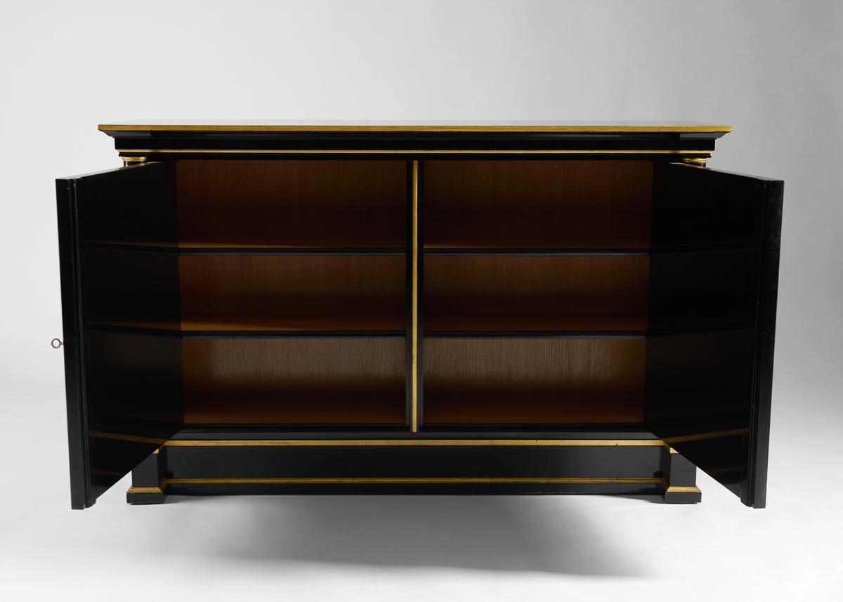 Maison Jansen, Pair of Black Lacquer Cabinets, France, 1965 In Good Condition For Sale In New York, NY