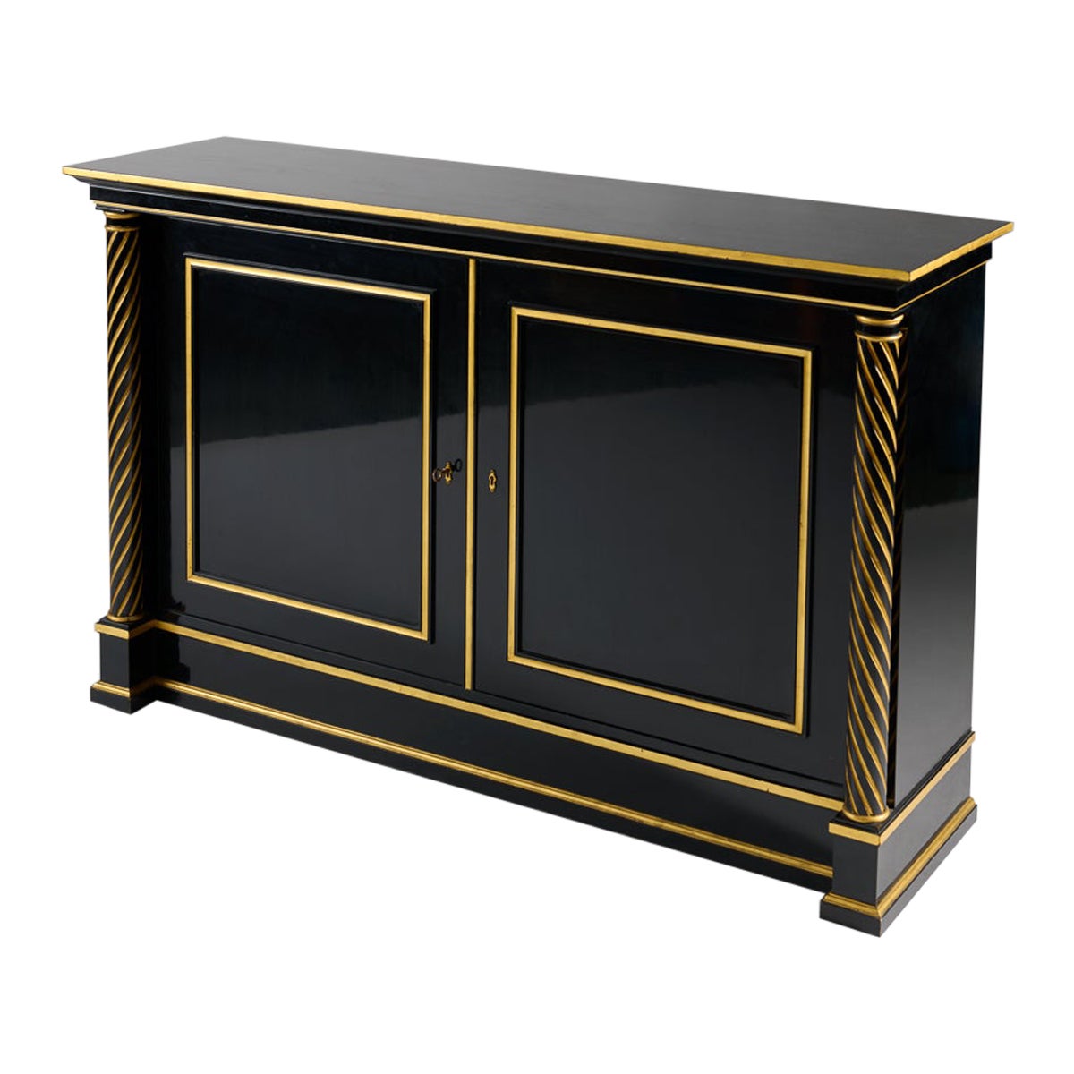 Maison Jansen, Pair of Black Lacquer Cabinets, France, 1965 For Sale