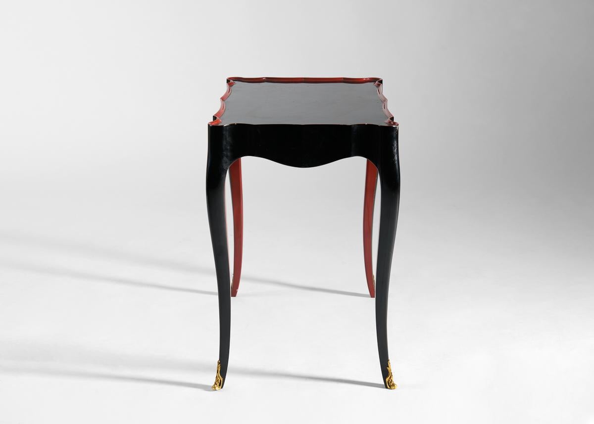 Wood Maison Jansen, Pair of Black Lacquered End Tables, France, 1965 For Sale