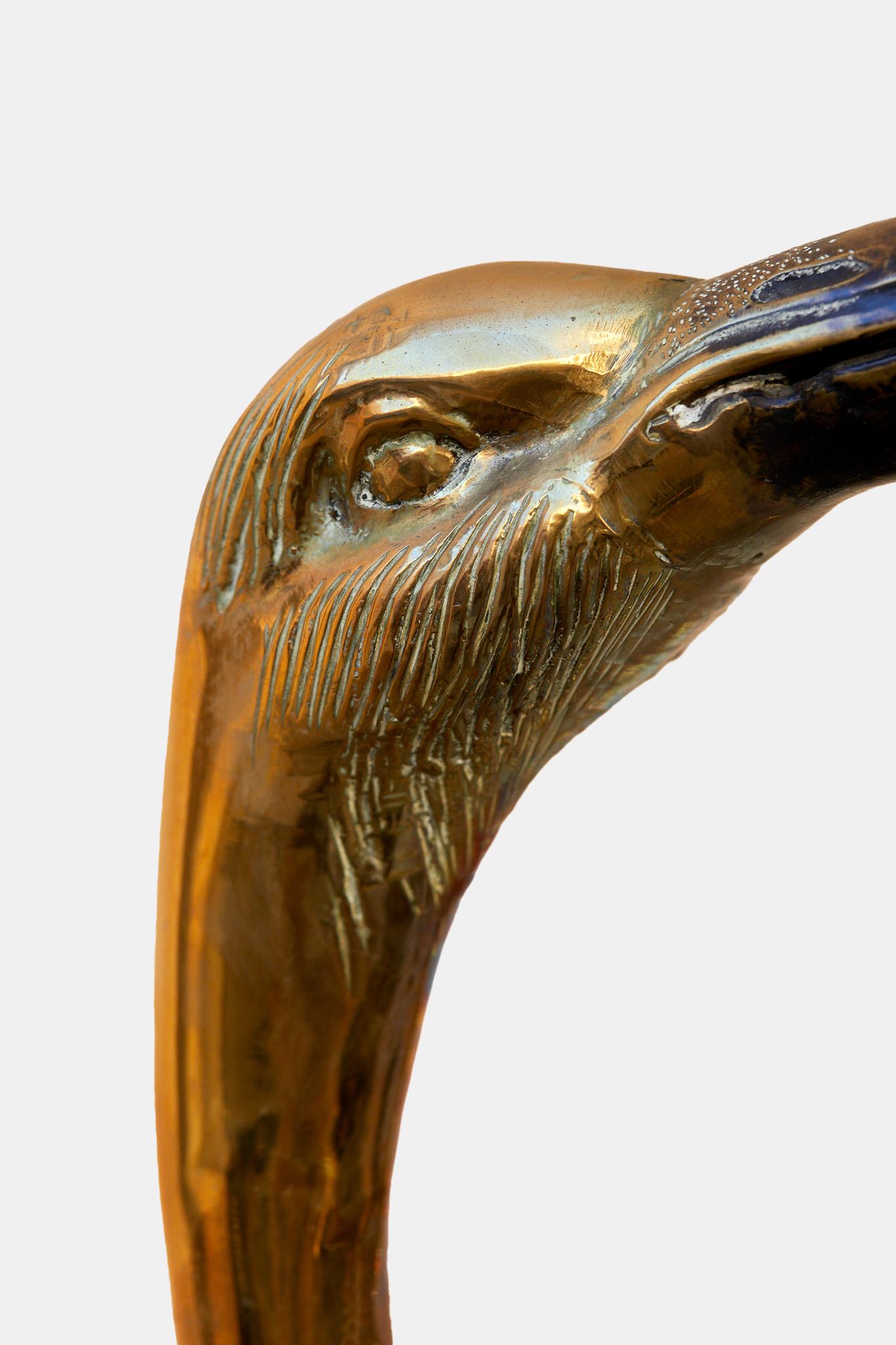 Maison Jansen, Pair of bronze herons with a double silver and gold patina. In Good Condition In Nice, Cote d' Azur