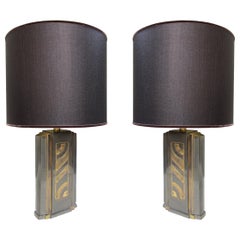 Maison Jansen, Pair of Bronze Midcentury Table Lamps, Signed Rue Royal, 1960