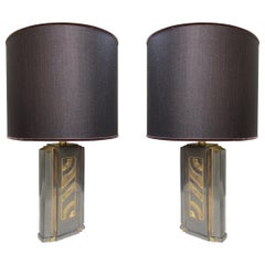 Maison Jansen, Pair of Bronze Midcentury Table Lamps, Signed Rue Royal, 1960