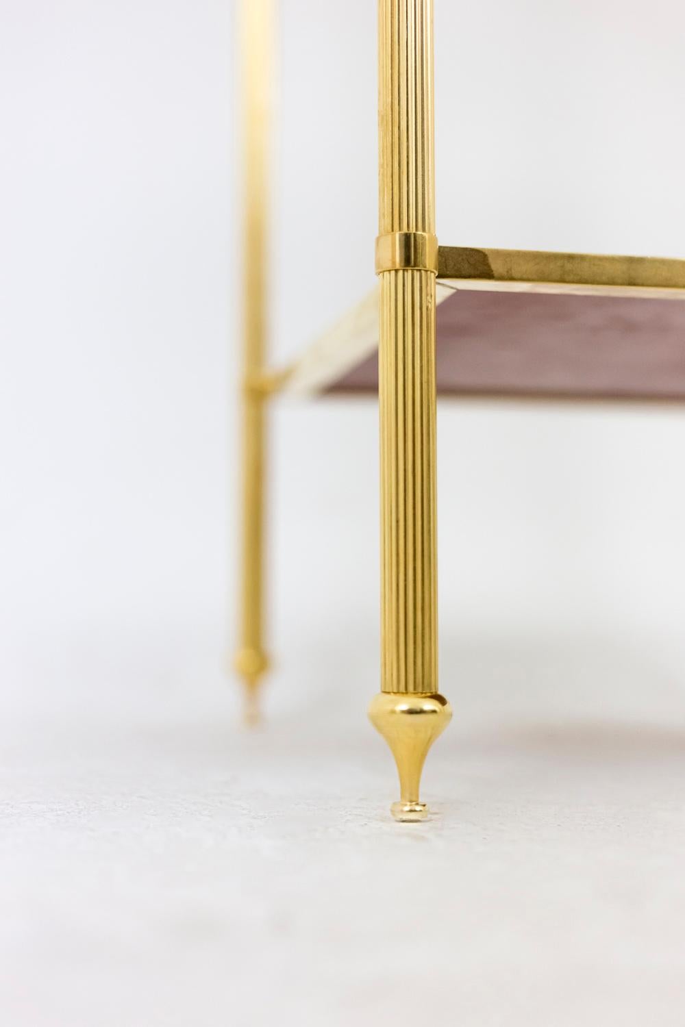 Maison Jansen, Pair of End Tables in Gilt Brass and Oxidized Mirror, 1960s 4