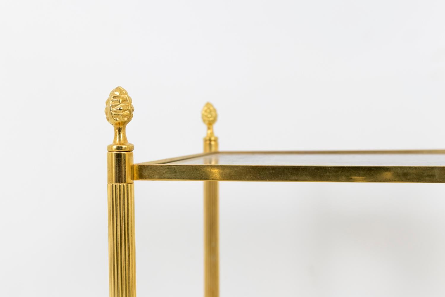 Maison Jansen, Pair of End Tables in Gilt Brass and Oxidized Mirror, 1960s 2