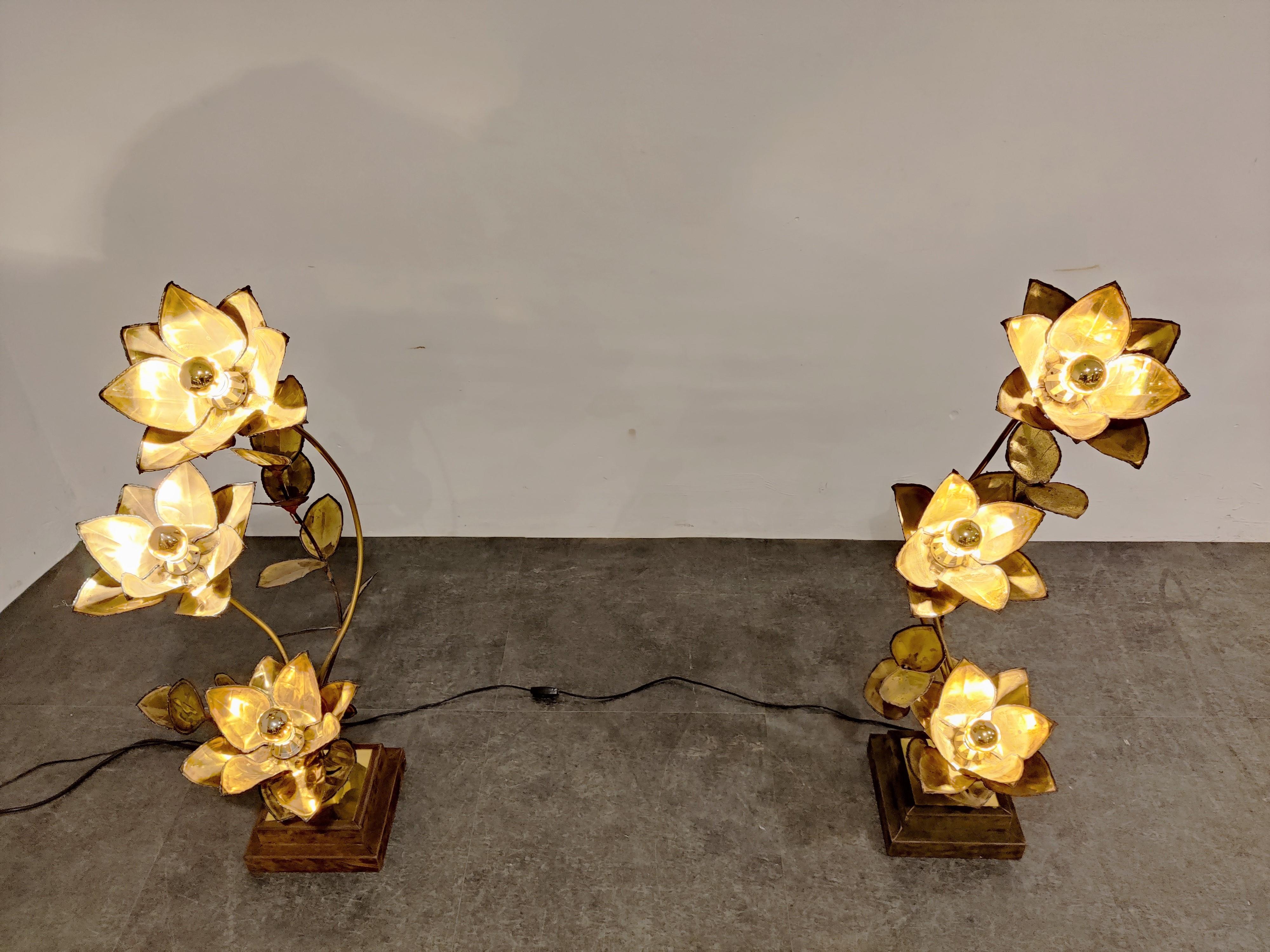 Late 20th Century Maison Jansen Pair of Flower Lamps, 1970s