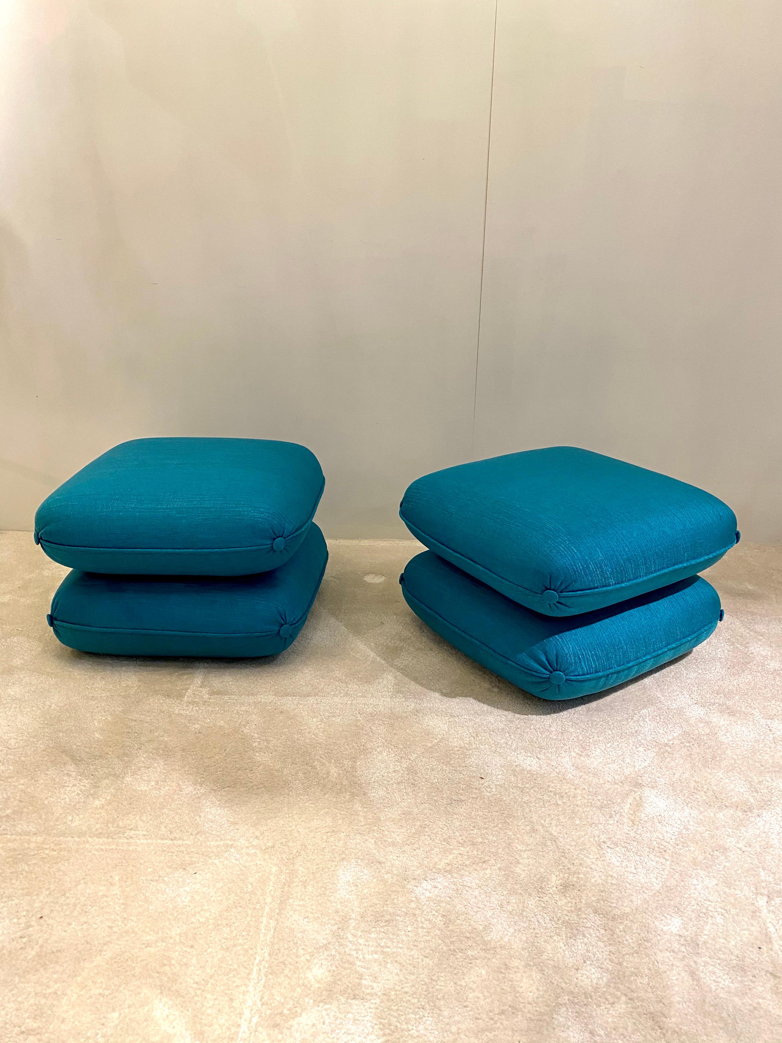 Mid-Century Modern Maison Jansen Pair of Footstools, 1970s