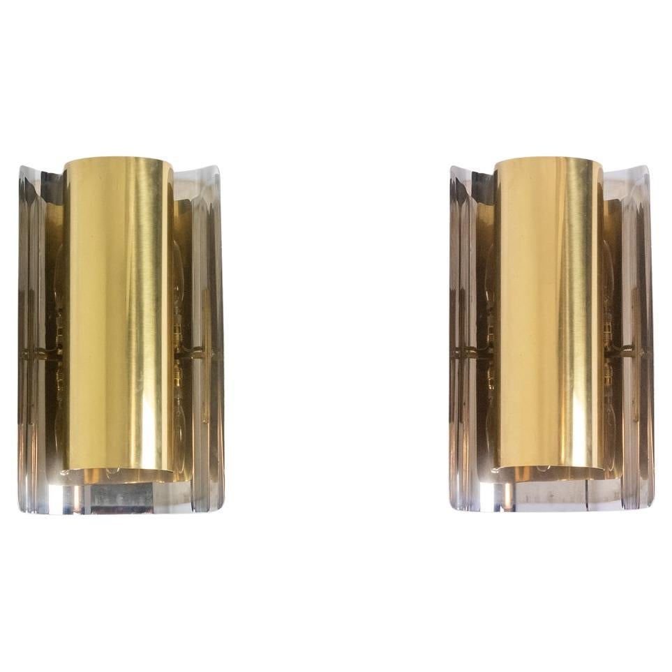 Maison Jansen. Pair of geometric shaped wall lights. 1970s.