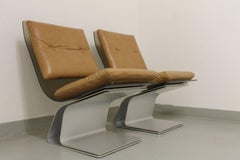 Maison Jansen Pair of Glass and Steel Easy Chairs