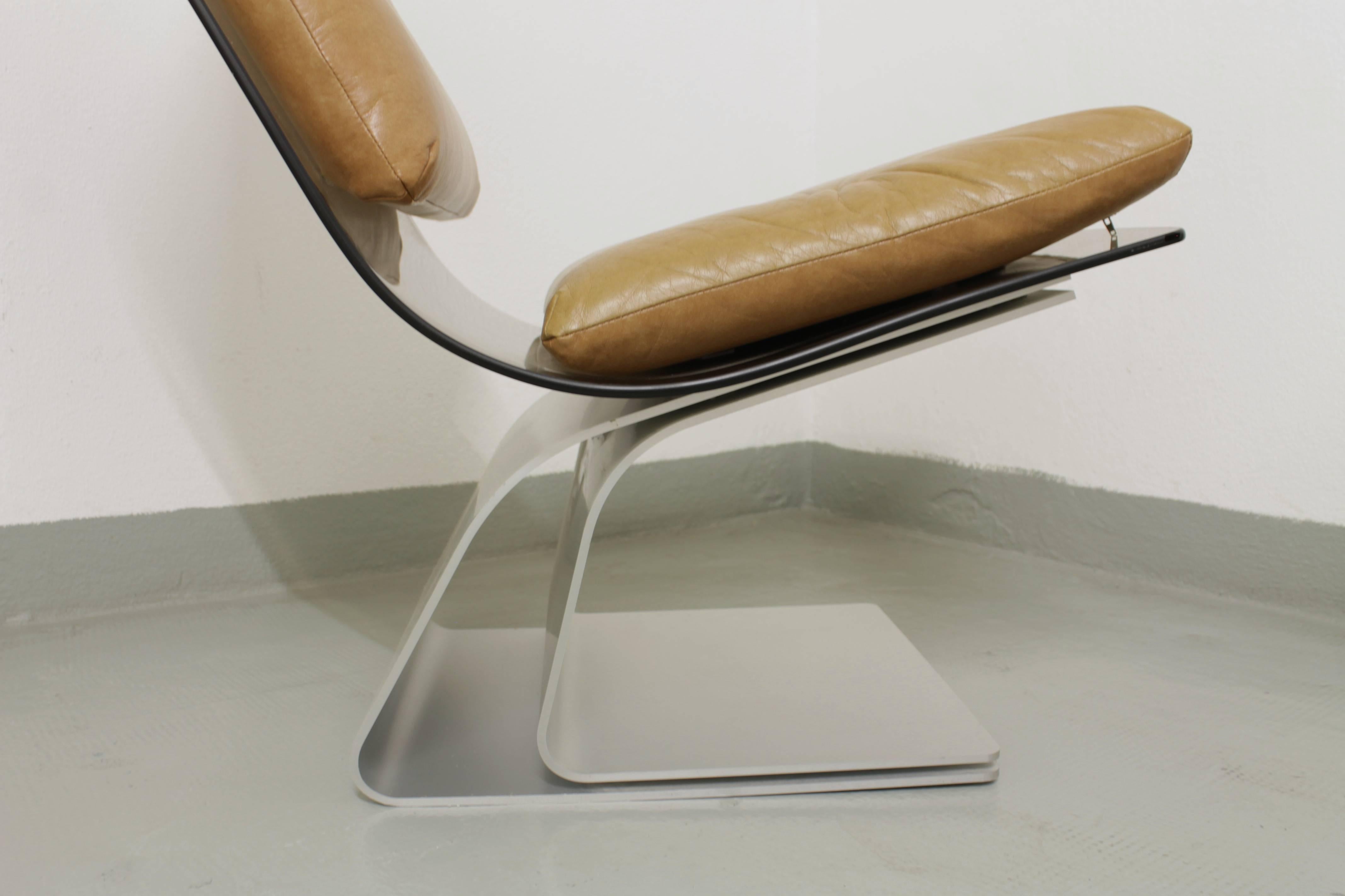 Anodized Maison Jansen Pair of Glass and Steel Easy Chairs