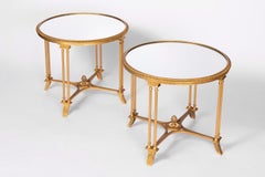 Maison Jansen, Pair of Louis XVI Style Side Tables in Gilt Bronze, 1970s