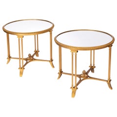 Maison Jansen, Pair of Louis XVI Style Side Tables in Gilt Bronze, 1970s
