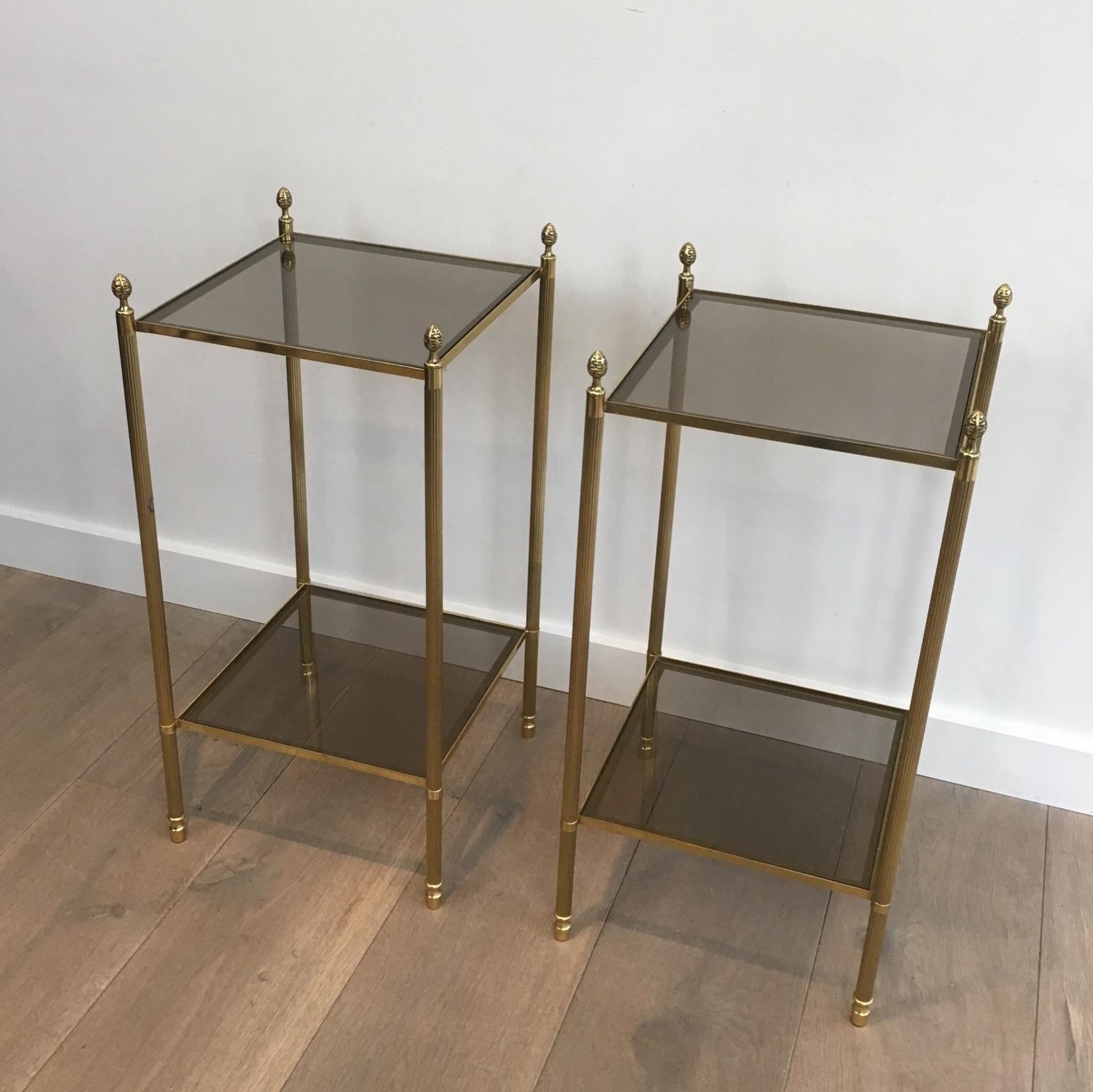Maison Jansen, Pair of Neoclassical Style Brass Side Tables For Sale 6