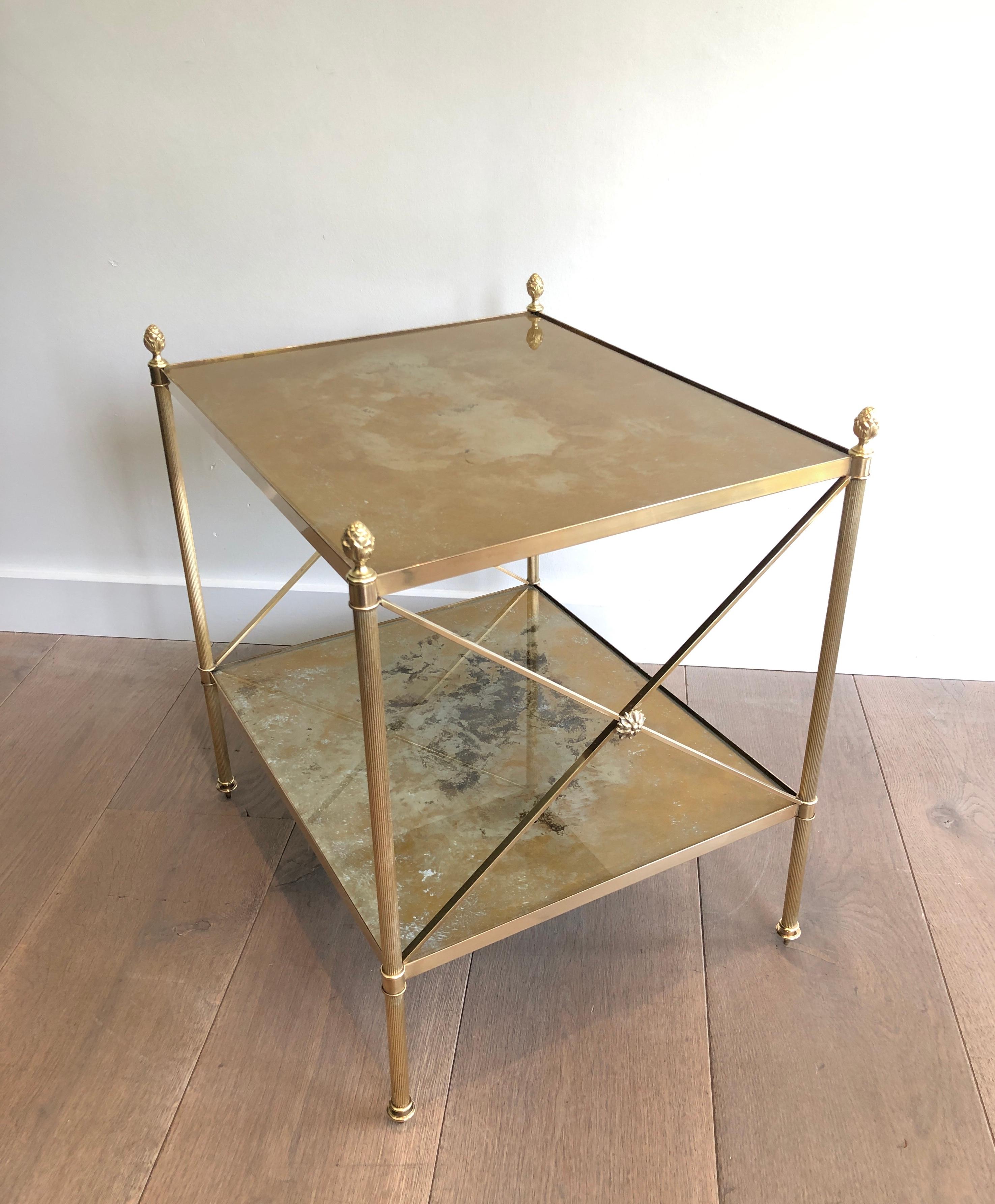 Maison Jansen, Pair of Neoclassical Style Brass Side Tables 7