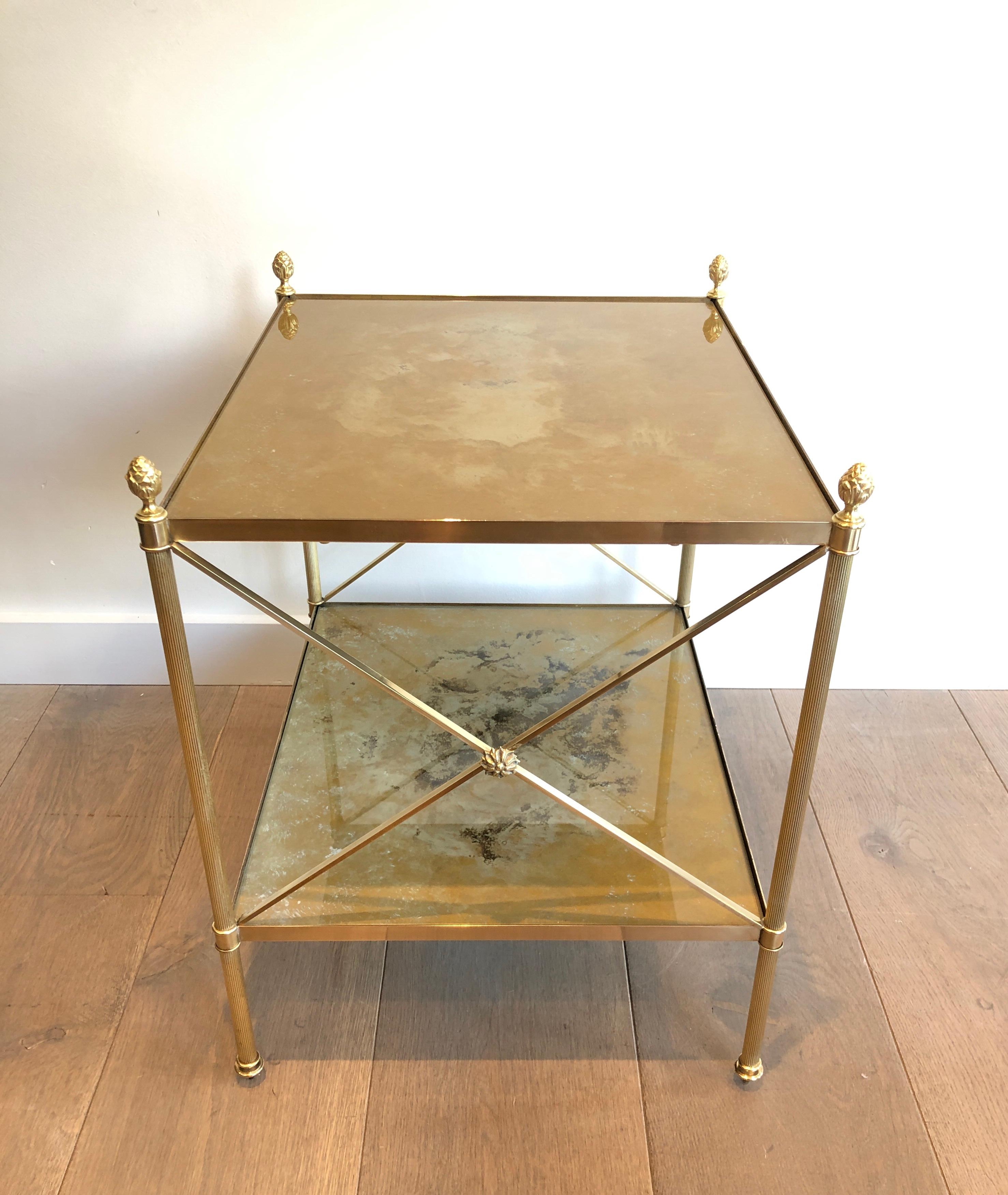 Maison Jansen, Pair of Neoclassical Style Brass Side Tables 8