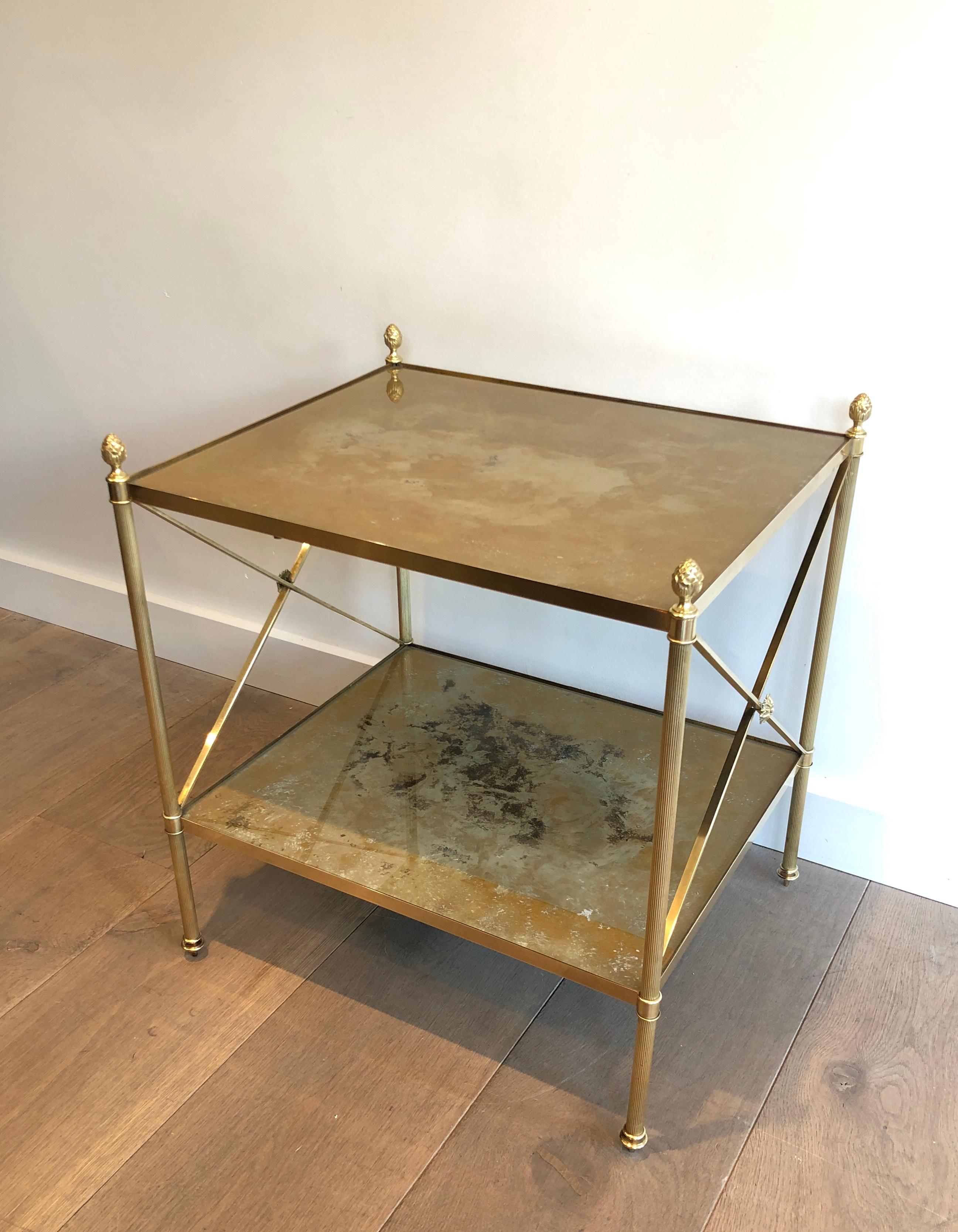 Maison Jansen, Pair of Neoclassical Style Brass Side Tables 9
