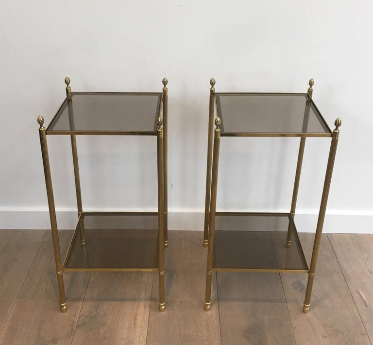 Maison Jansen, Pair of Neoclassical Style Brass Side Tables For Sale 12