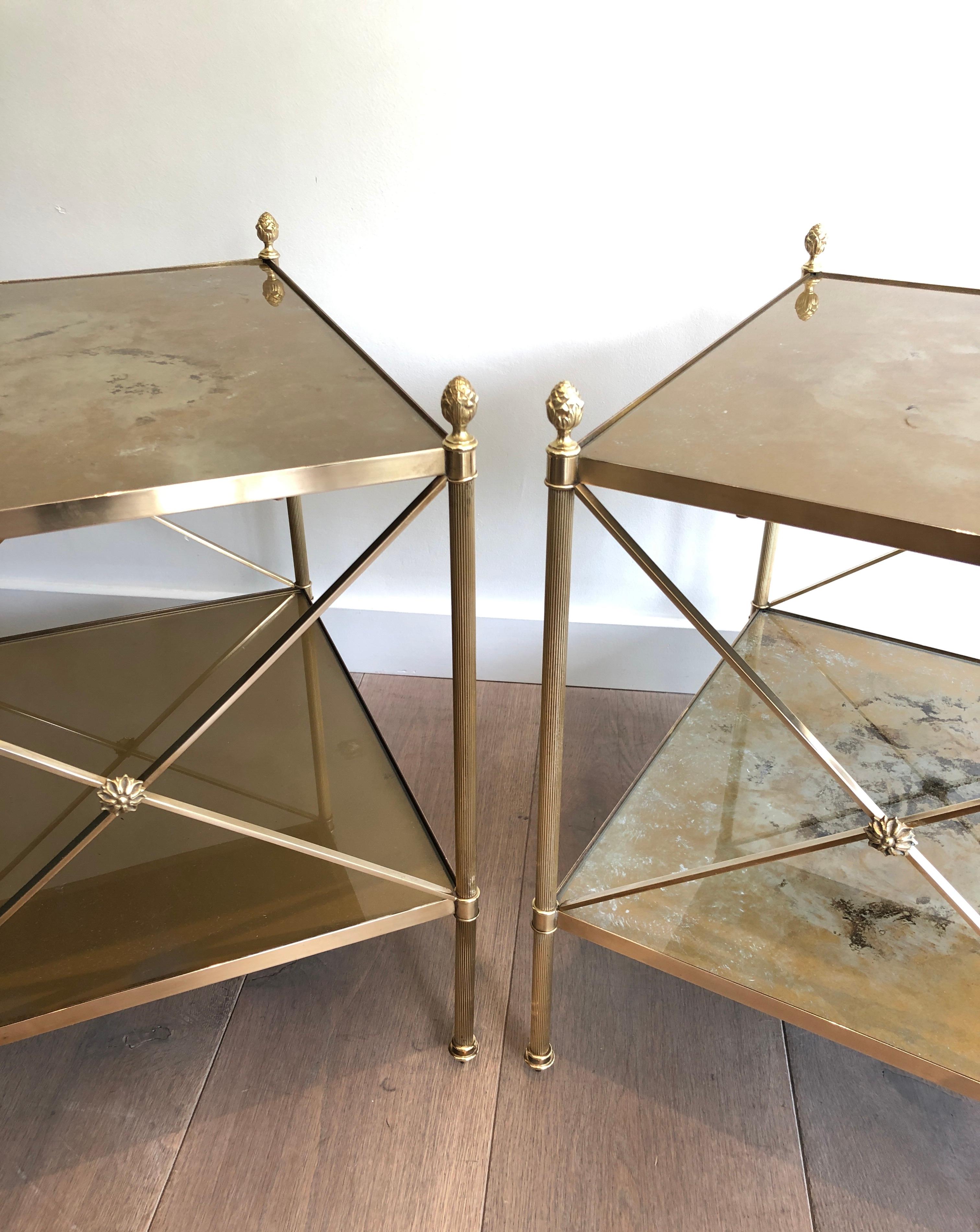 Maison Jansen, Pair of Neoclassical Style Brass Side Tables 13
